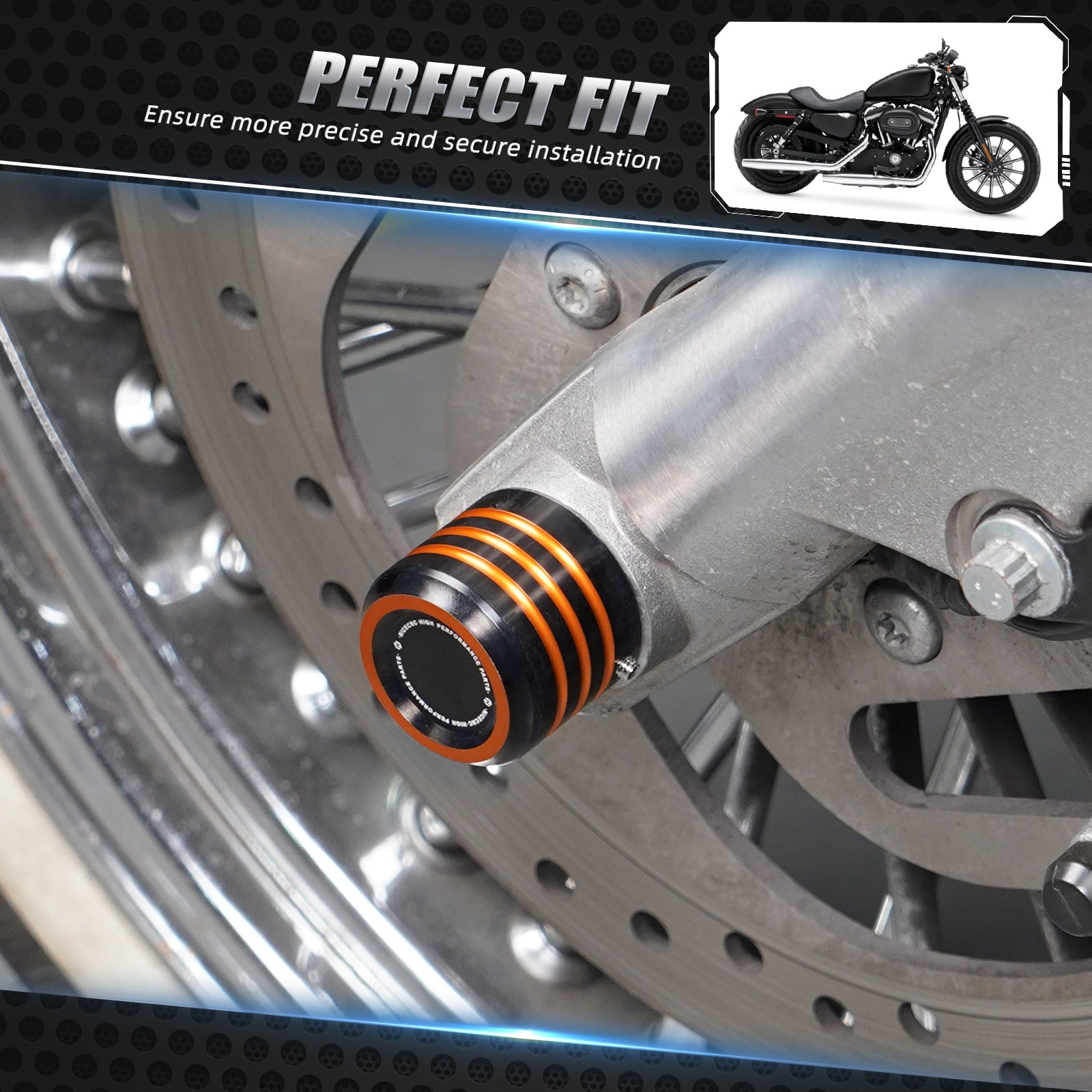 Pair Front Axle Nut Covers Caps For Harley Davidson Sportster Models 2008+