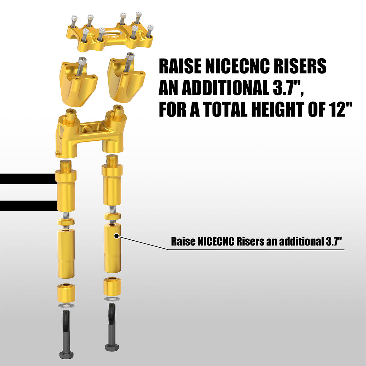 Modular Kickback Handlebar Risers Backward For Harley 1-1/8" Fat Bar