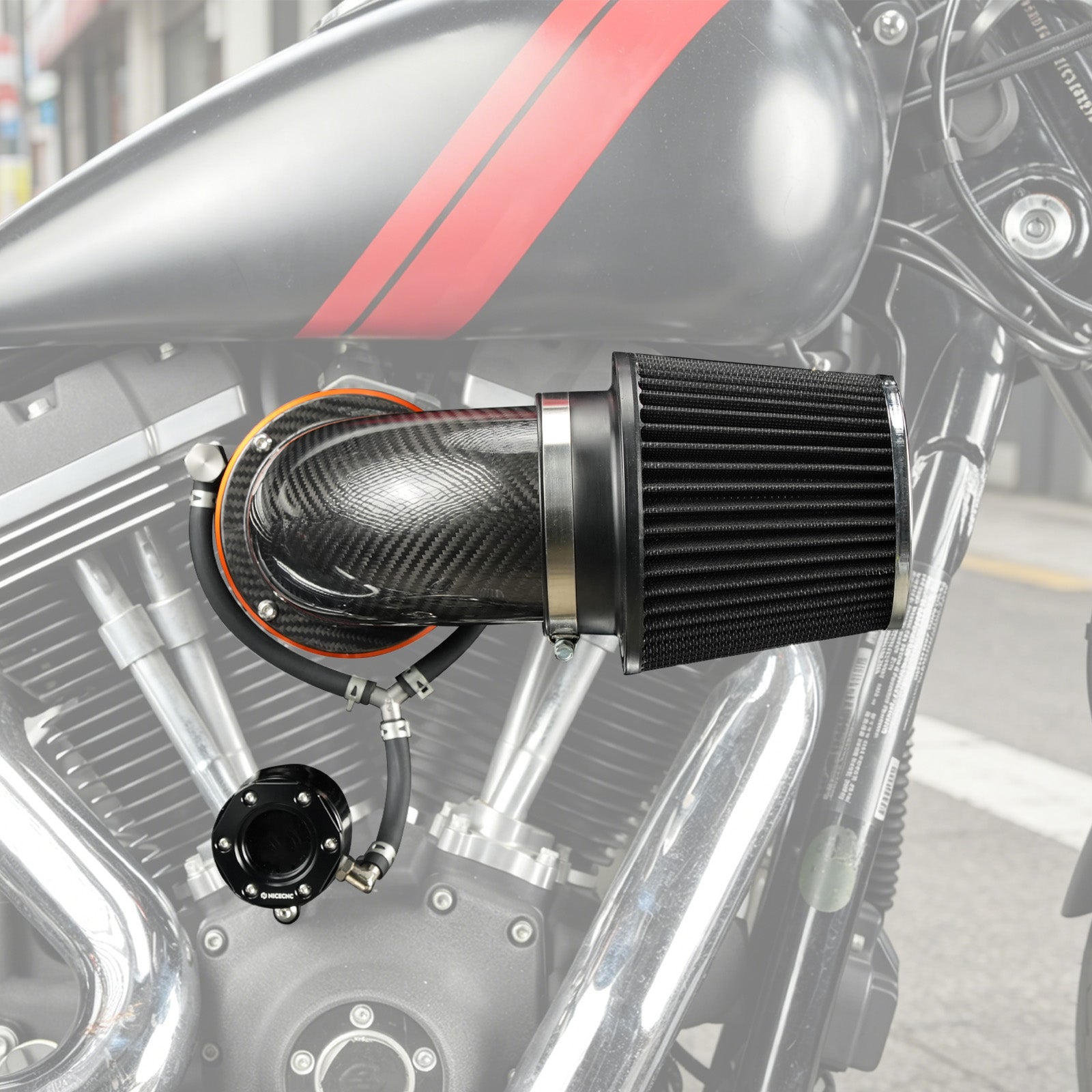 High-Flow Air Cleaner w/External Breather Kit For Harley Twin Cam Engine 2001-2016