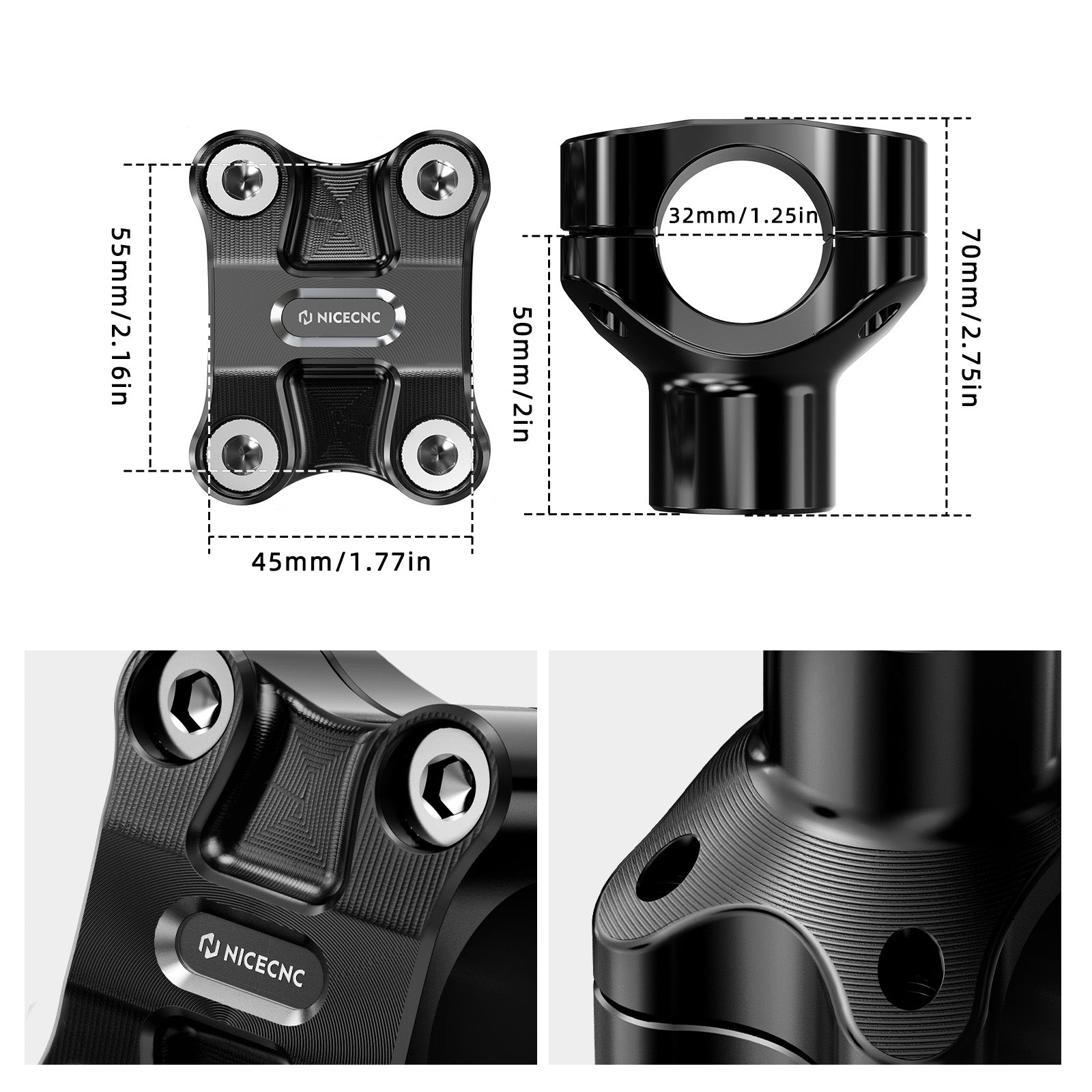 2" Handlebar Risers For Harley Dyna Low Rider Street Bob Super Glide 1.25" Bar
