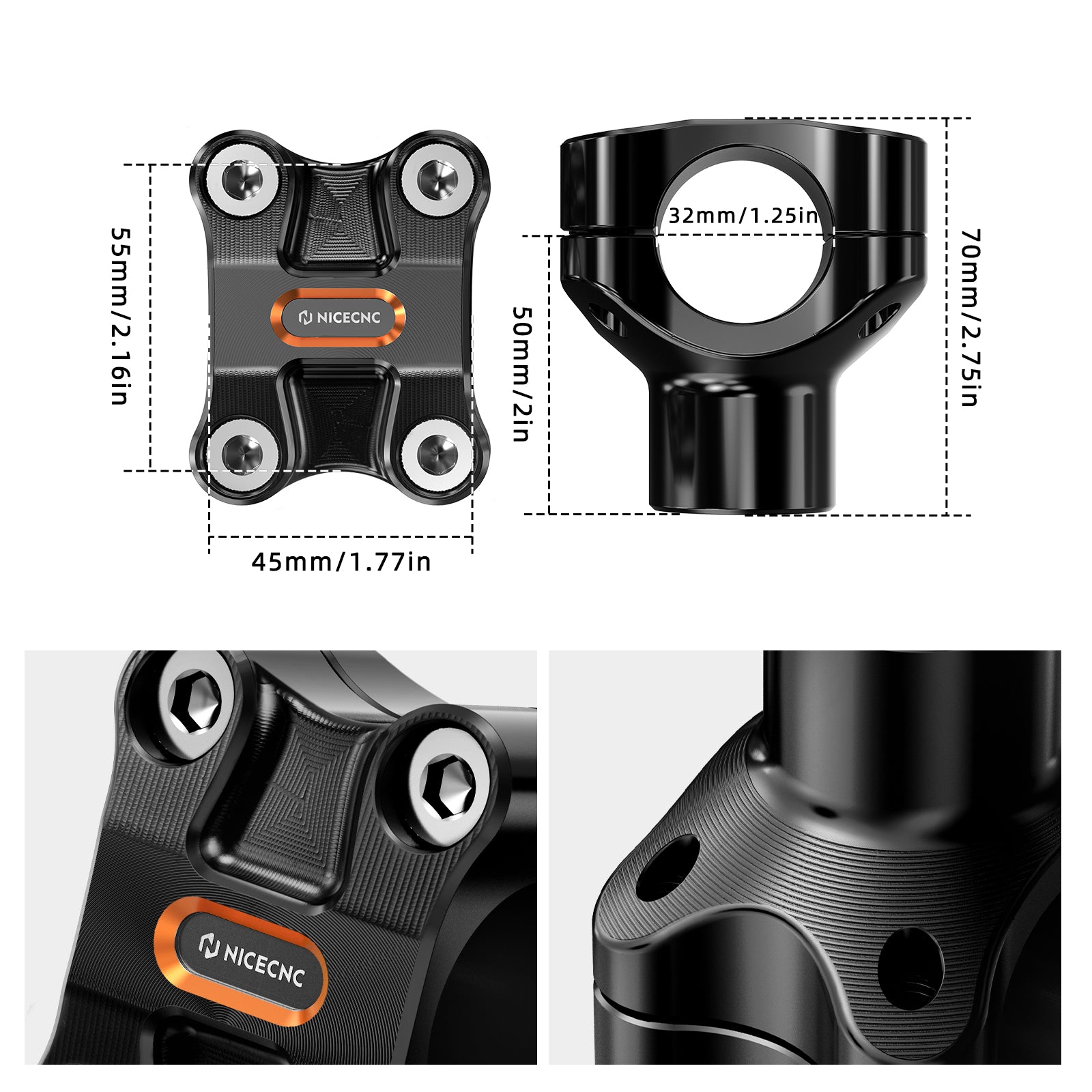 2" Handlebar Risers For Harley Dyna Low Rider Street Bob Super Glide 1.25" Bar