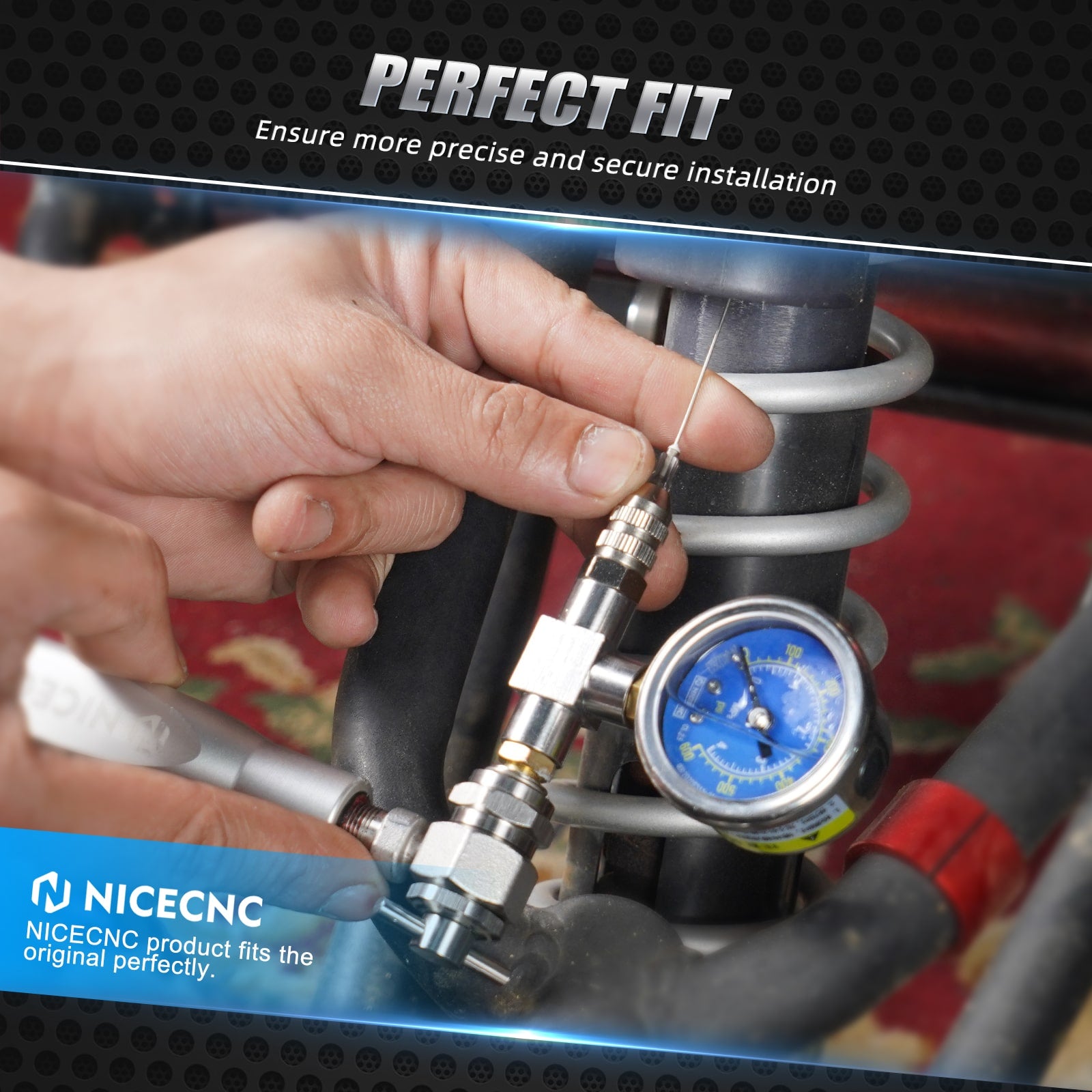 Universal 600psi Shock Nitrogen Gauge Needle Fill Tool For Yamaha YZX Polaris RZR Can Am