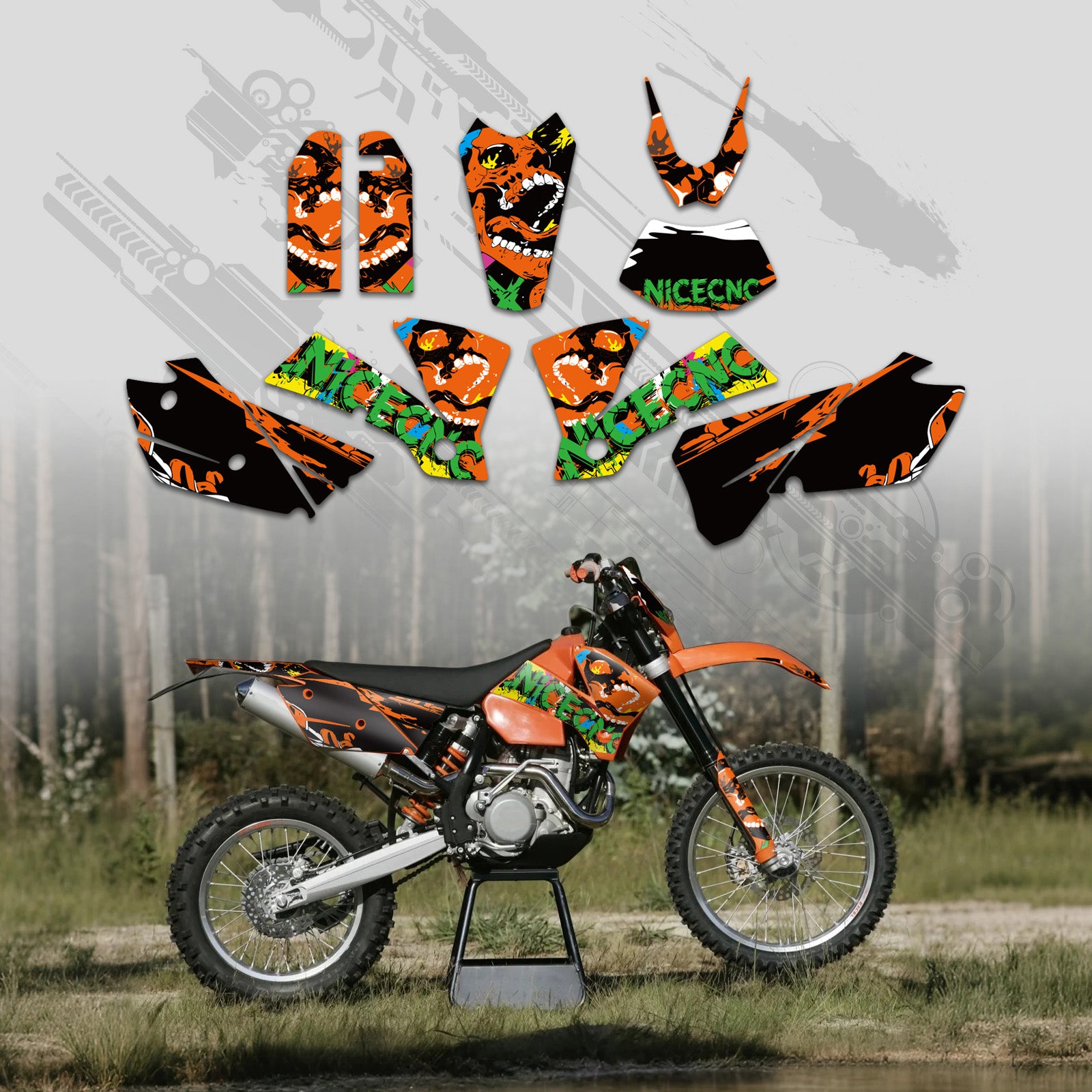 Motorcycle Full Graphics Decals Stickers Kit For KTM EXC 2004