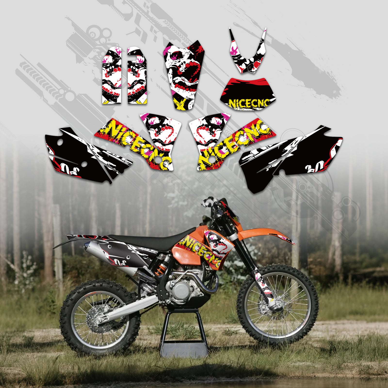 Motorcycle Full Graphics Decals Stickers Kit For KTM EXC 2004