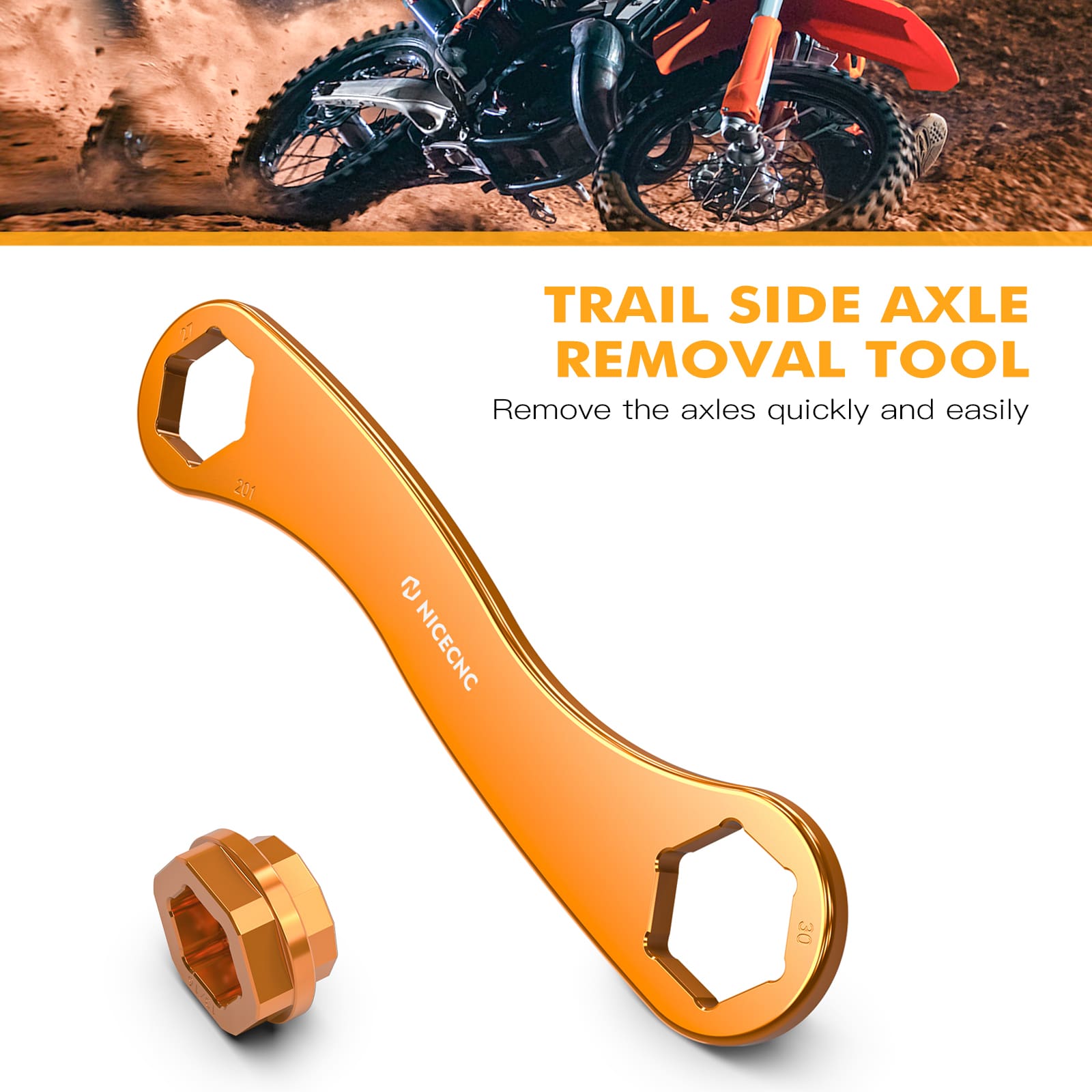 Axle Wrench Removal Tool For KTM Husqvarna 17-27-30mm Trail Side Multi Axle Spanner Wrench Tool
