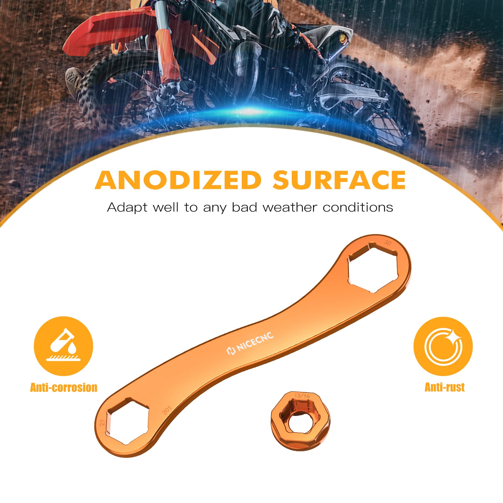 Axle Wrench Removal Tool For KTM Husqvarna 17-27-30mm Trail Side Multi Axle Spanner Wrench Tool