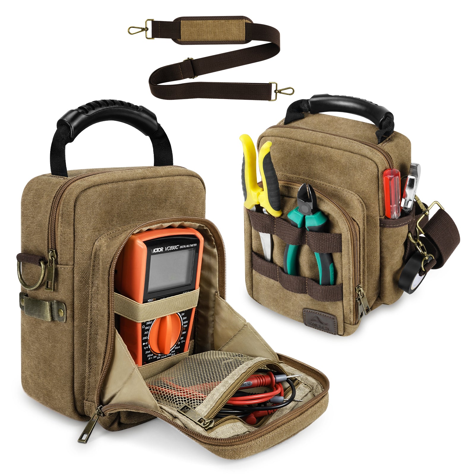 Edc Pocket Organizer with Shoulder Strap, Utility Edc Pouch, Electrician Tool Pouch for Fluke 117/116/115/114
