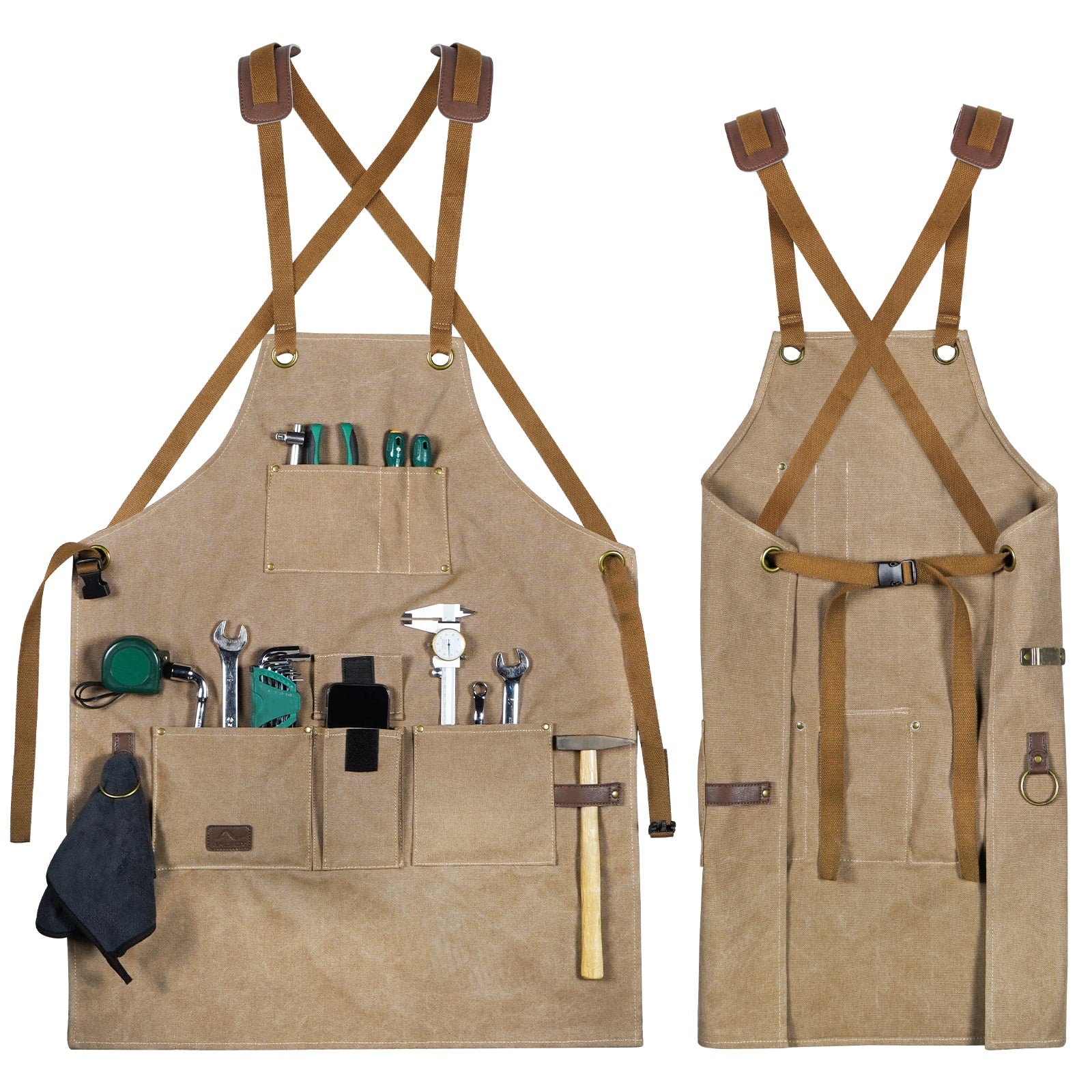 ARCFOX Heavy Duty Canvas Woodworking Mechanics Apron with 9 Pockets
