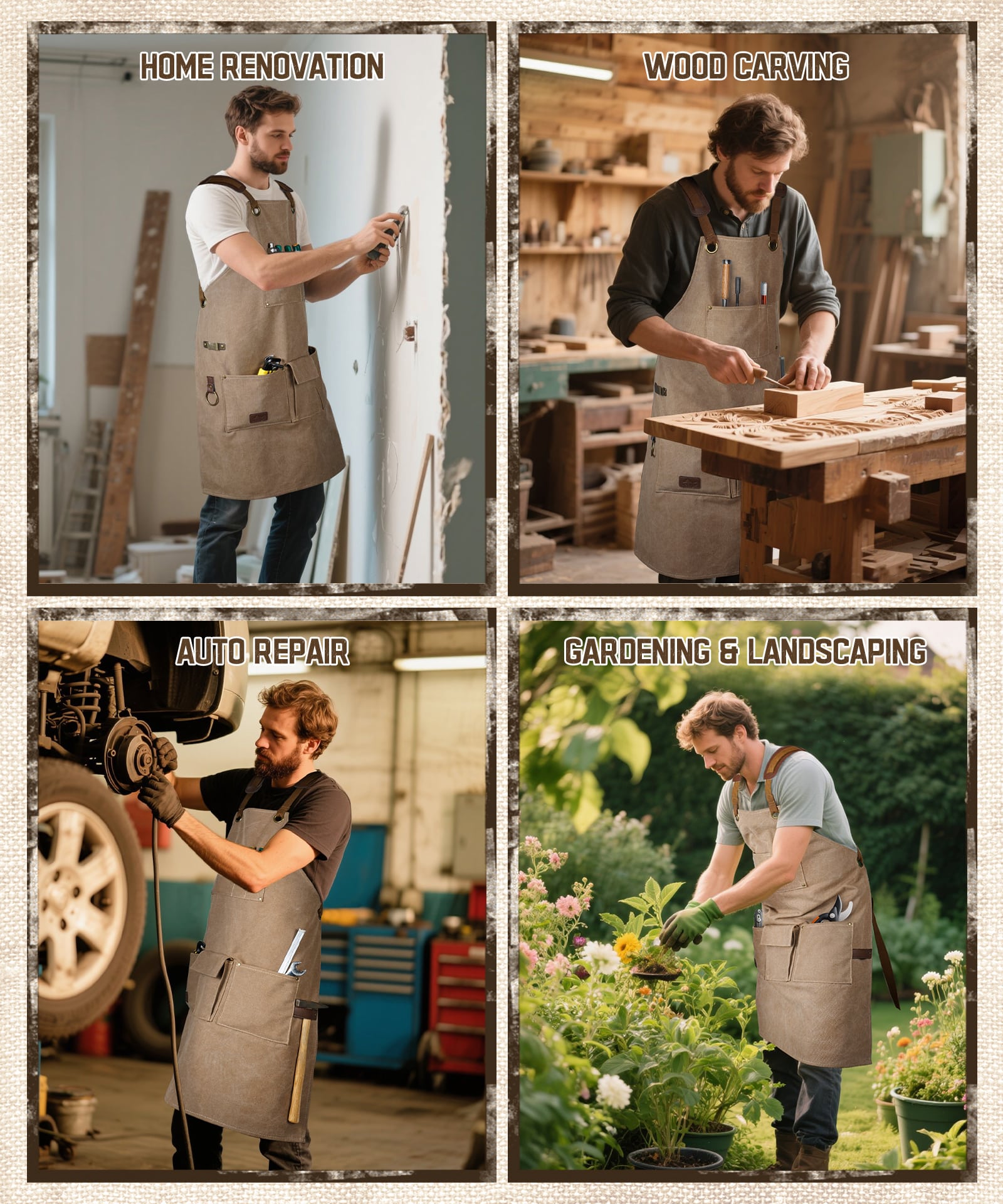 ARCFOX Heavy Duty Canvas Woodworking Mechanics Apron with 9 Pockets