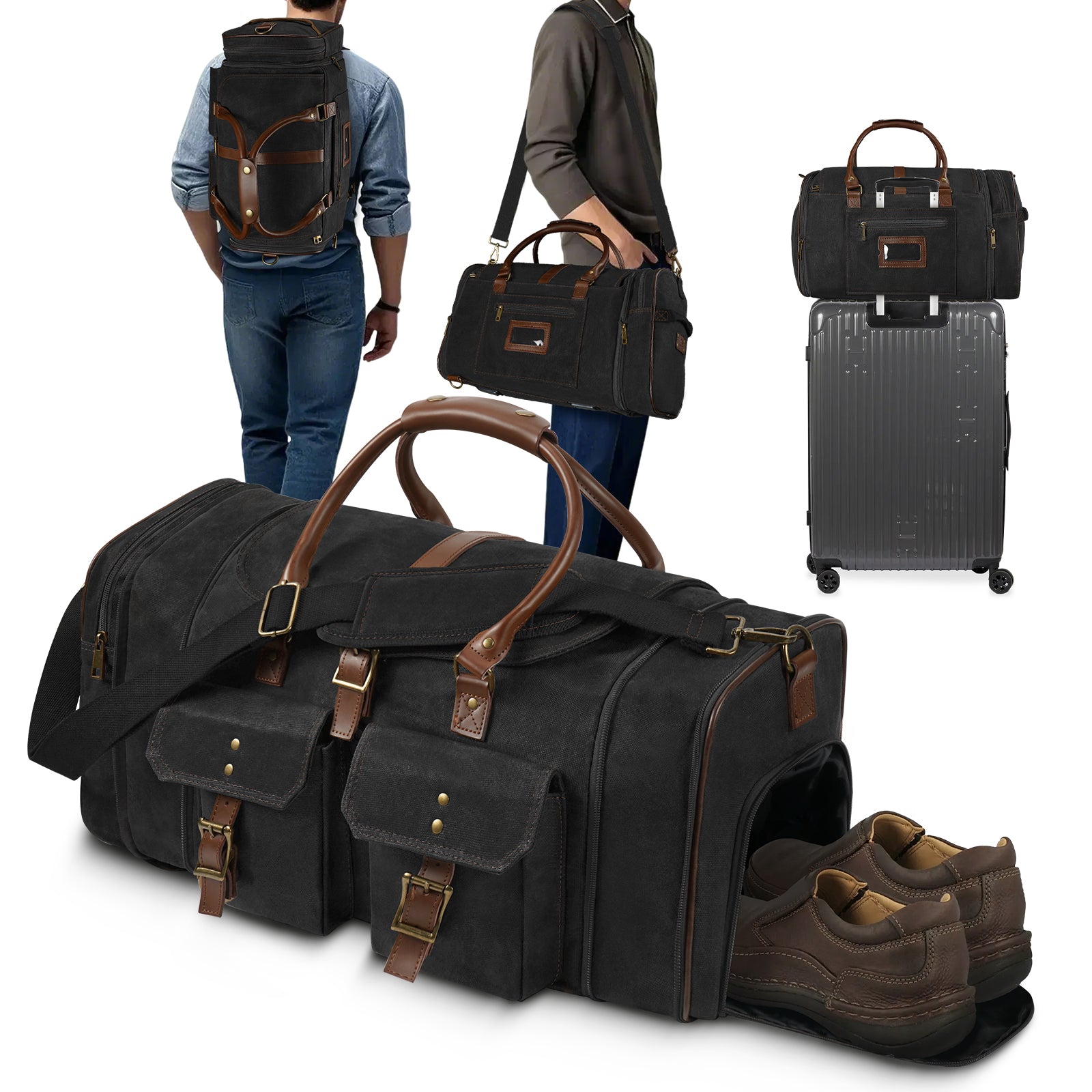 Large Zipper Duffle Bag Waterproof Travel Luggage Bag Crossbody For Women Men