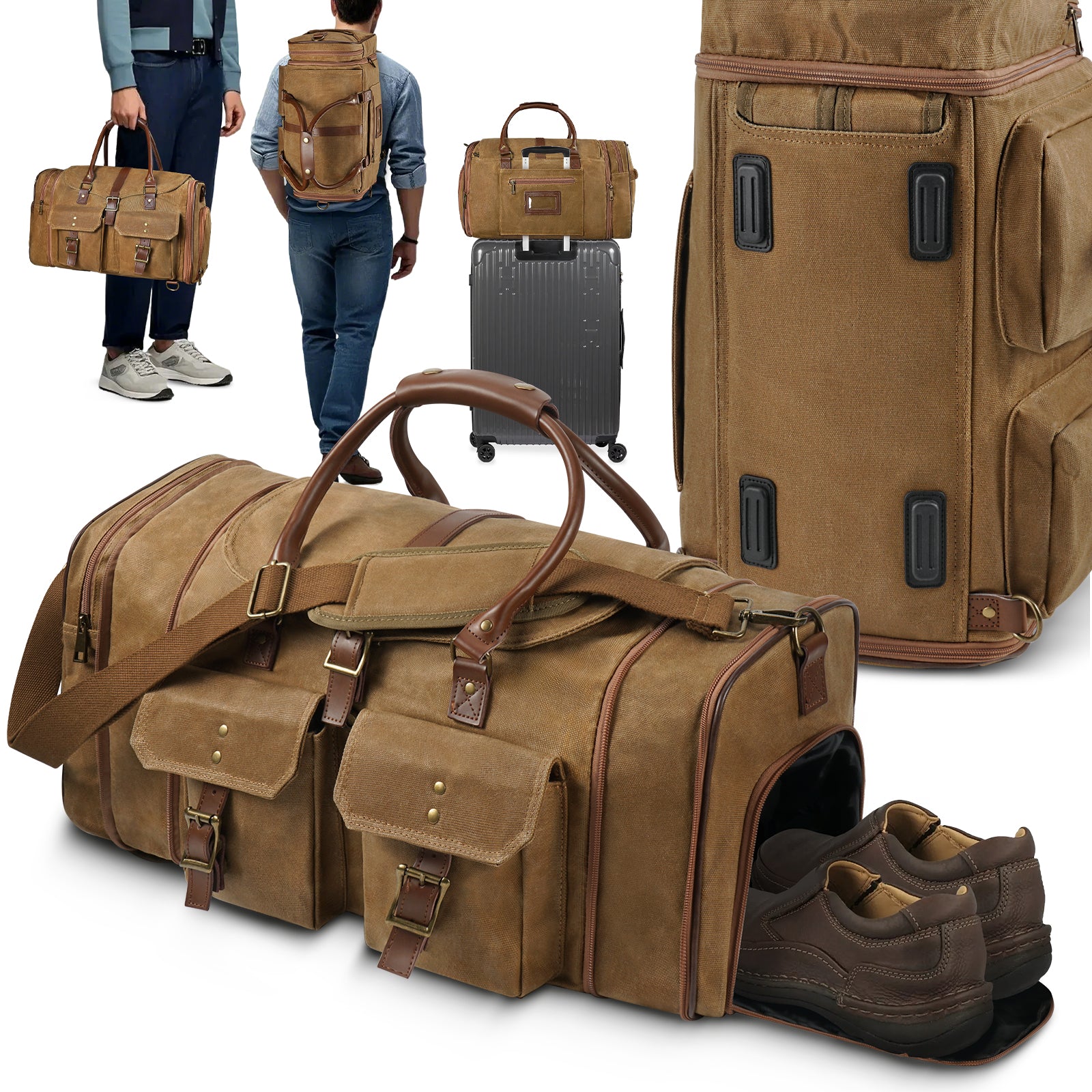 Large Zipper Duffle Bag Waterproof Travel Luggage Bag Crossbody For Women Men