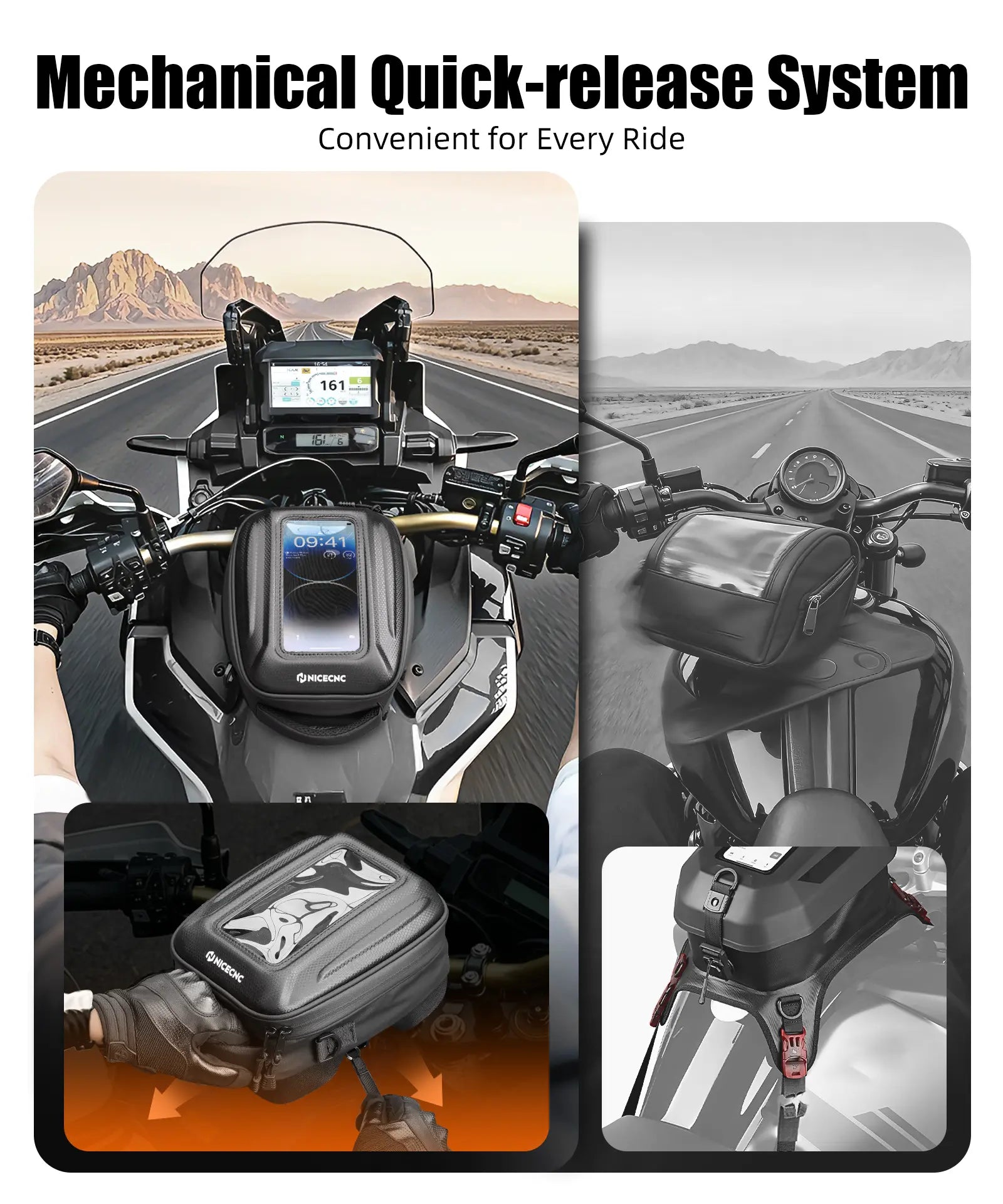 Quick-Release Tank Bag For Honda Africa Twin CRF 1100L Push-Pull Lock System