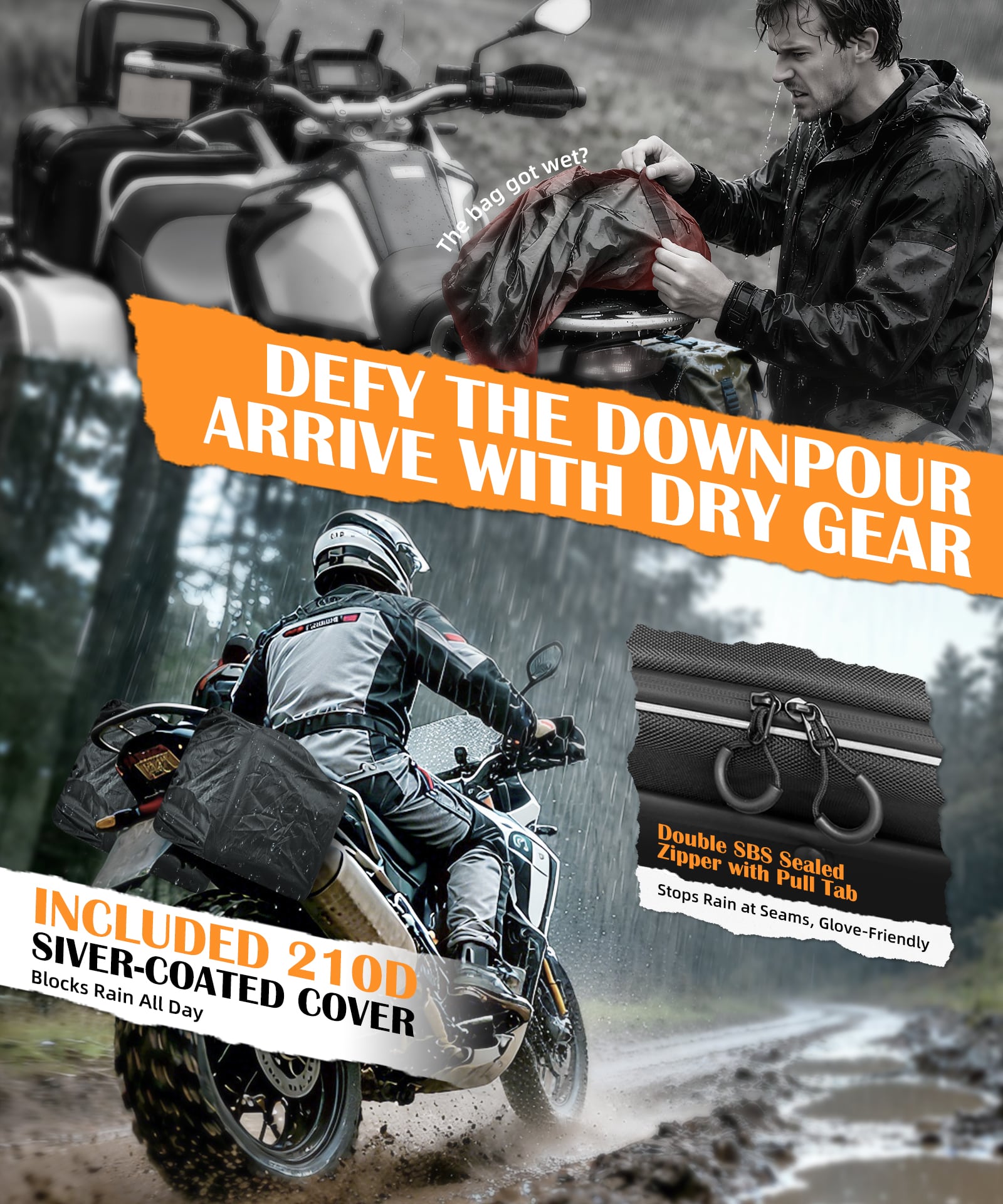 Motorcycle Rear Seat 30L Panniers Side Luggage Throw Over Saddle Bags