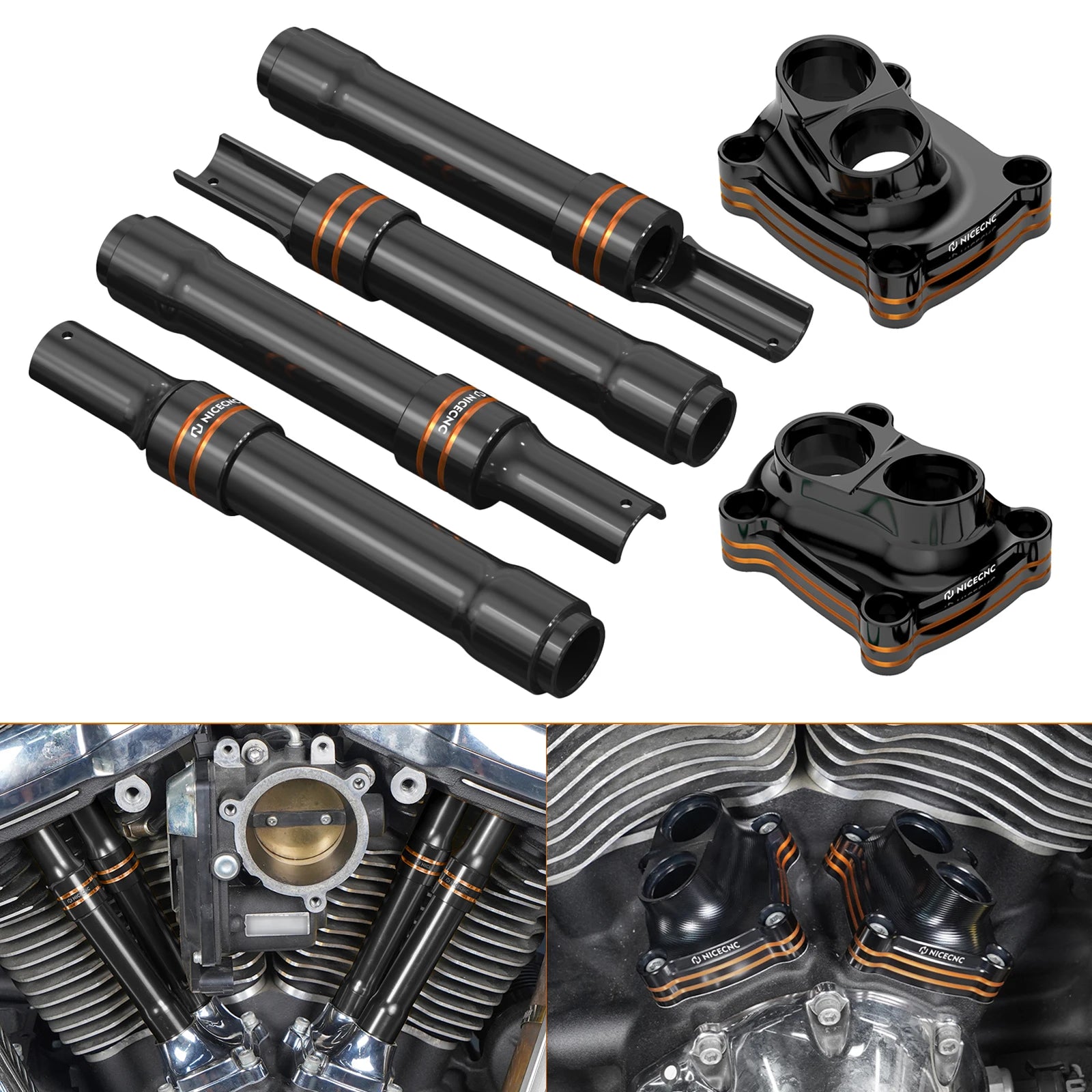 Tappet Housings Pushrod Tube Covers For Harley Road King Electra Street Glide