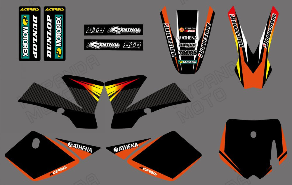 Motorcycle Graphic Full Decals Stickers Kit For KTM SX50 2002-2008