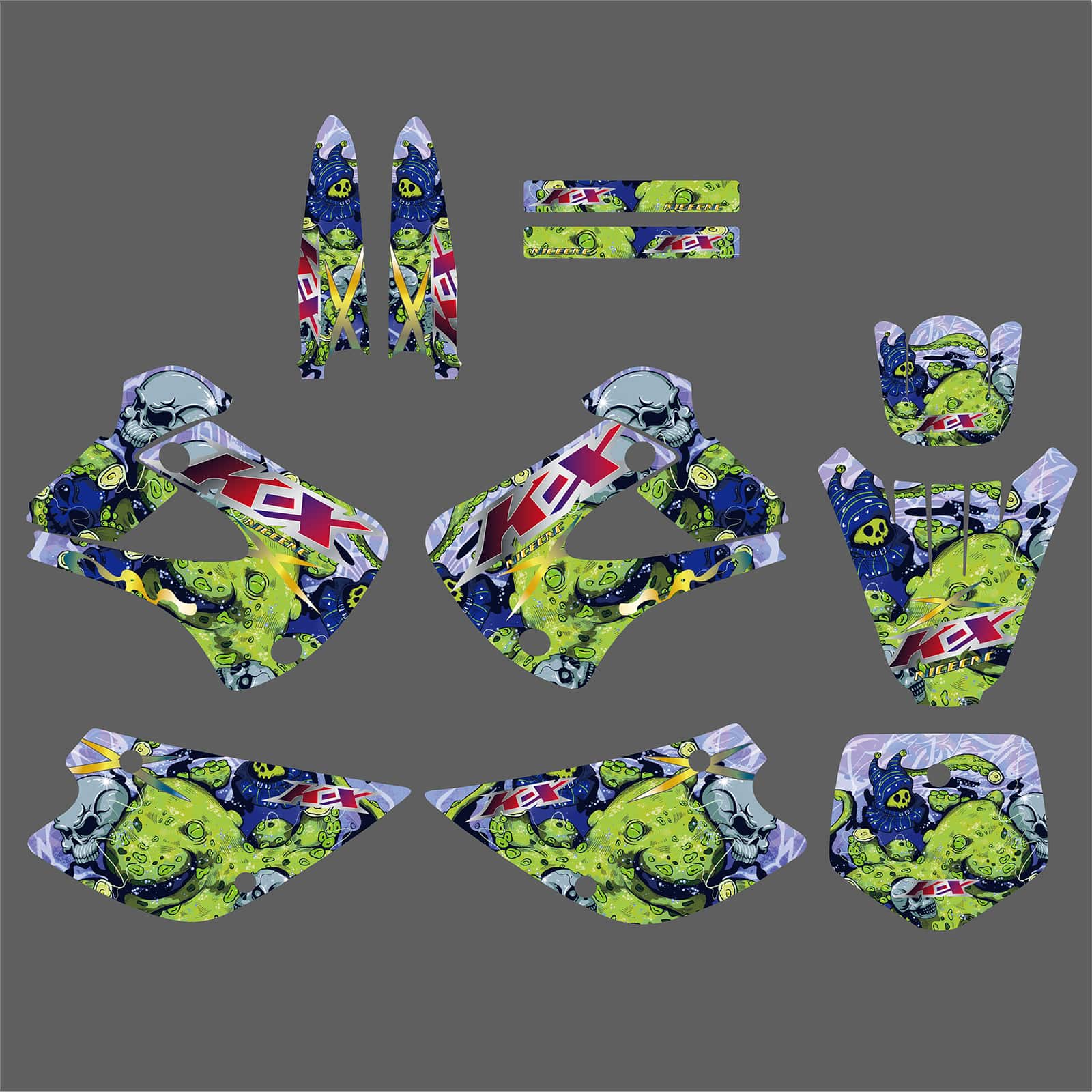 Motorcycle Team Full Graphics Background Sticker Decal Kits For KAWASAKI KX85/KX100 2001-2013