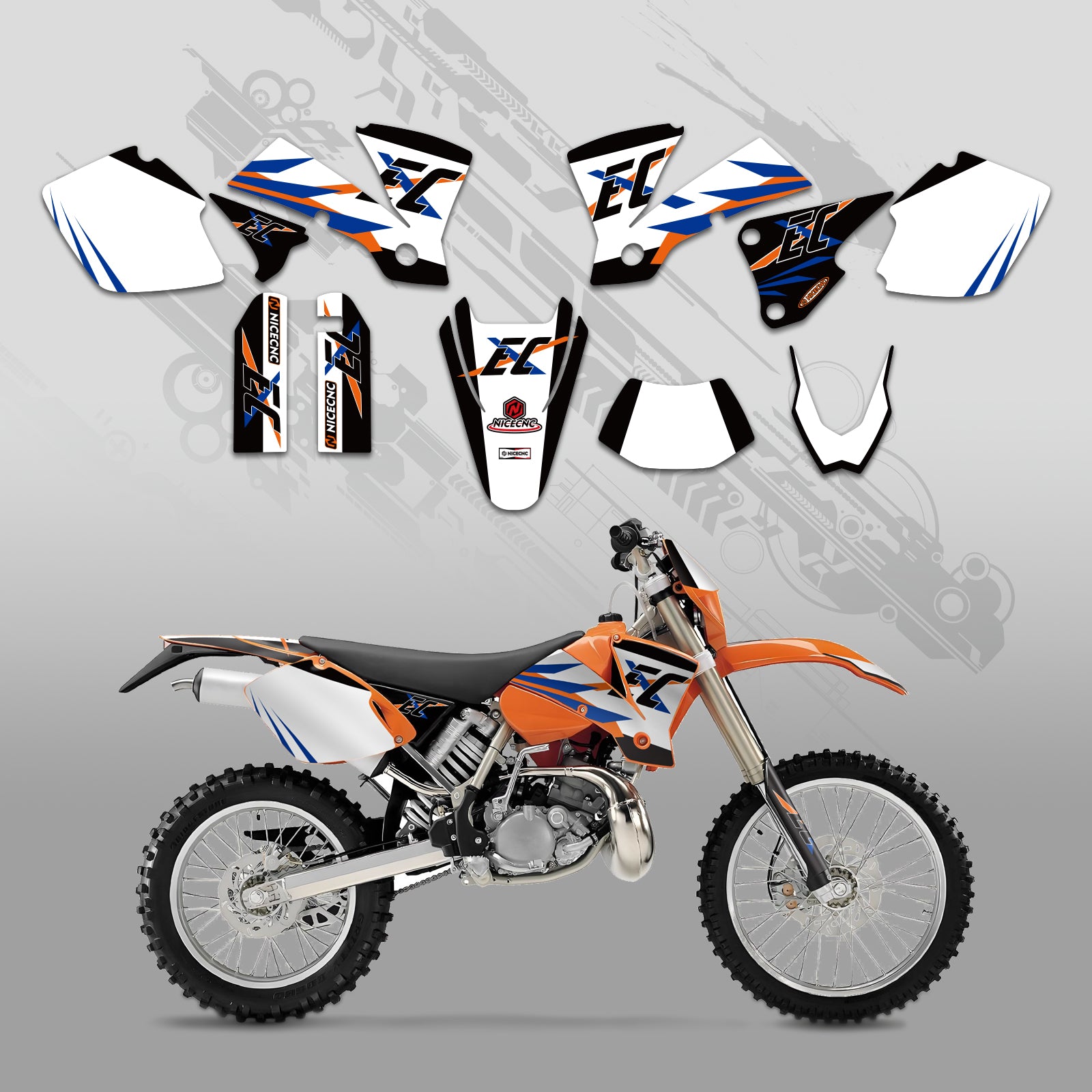 Motorcycle Full Graphics Decals Stickers Kit For KTM EXC 2003