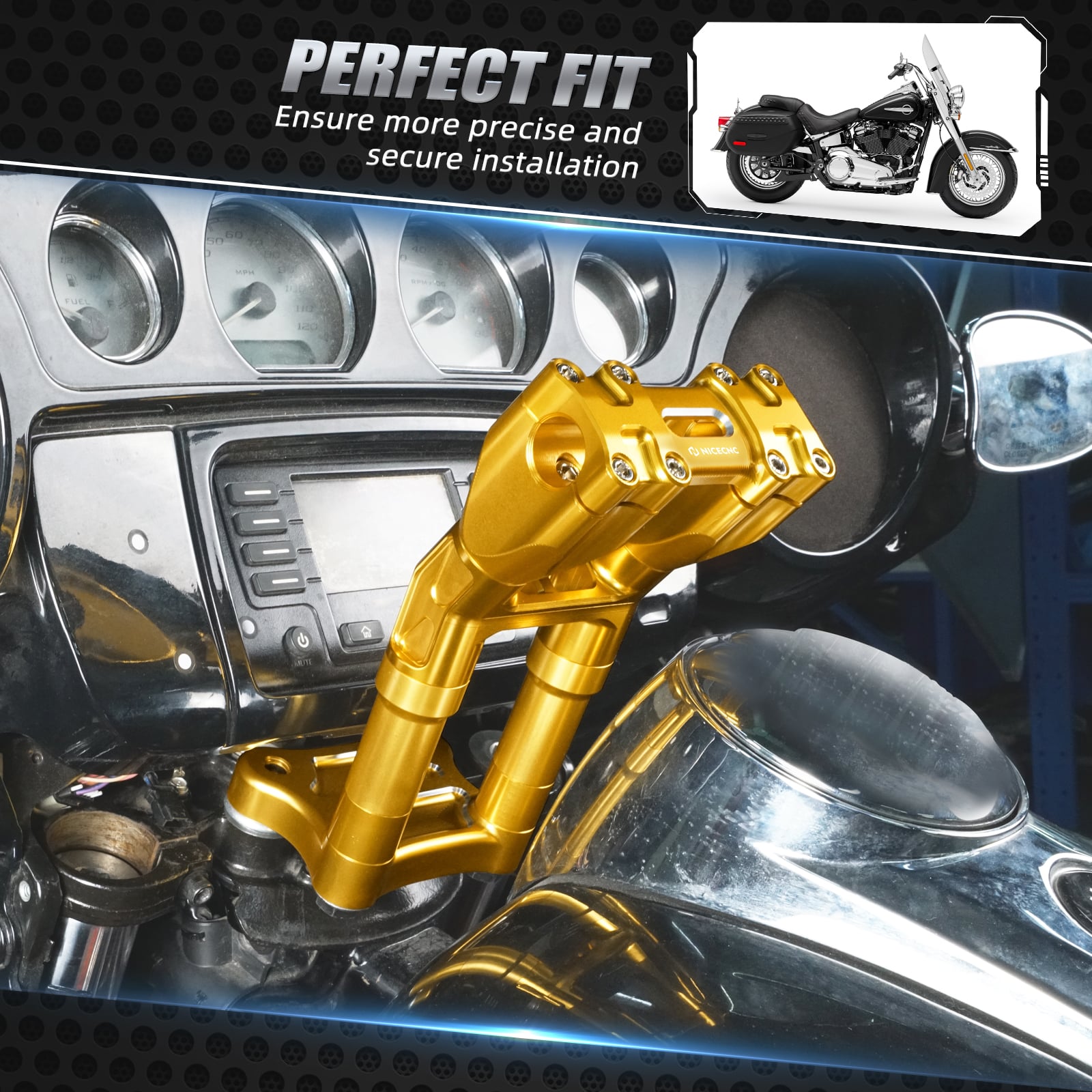 Kickback Handlebar Riser Kit For Harley Street Electra Tri Glide Ultra Limited 1-1/8" Bar