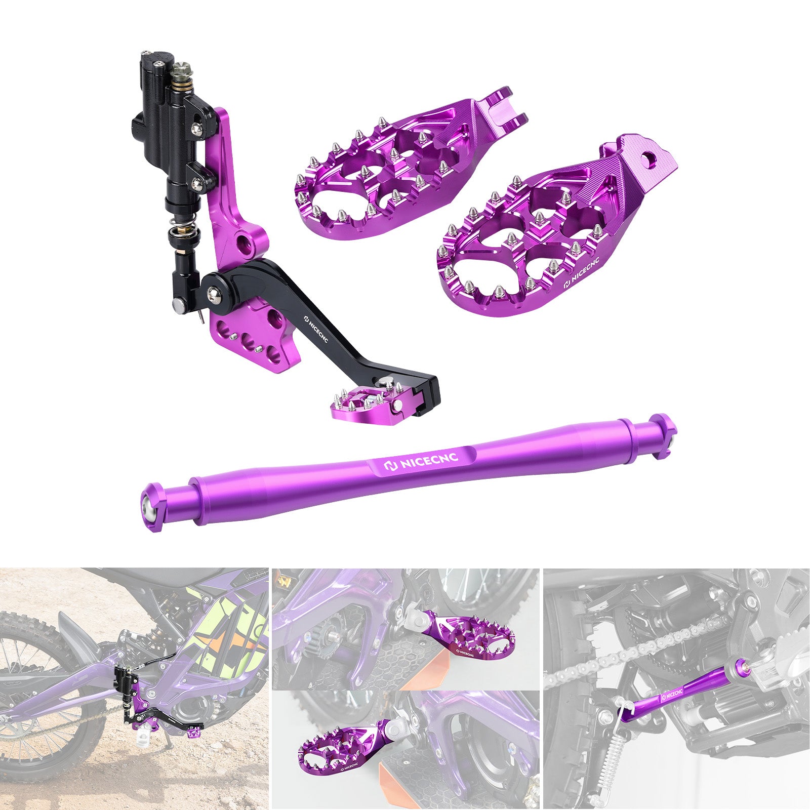Hydraulic Rear Foot Brake + Enlarged Foot Pegs + Support Brace For Surron Light Bee X S