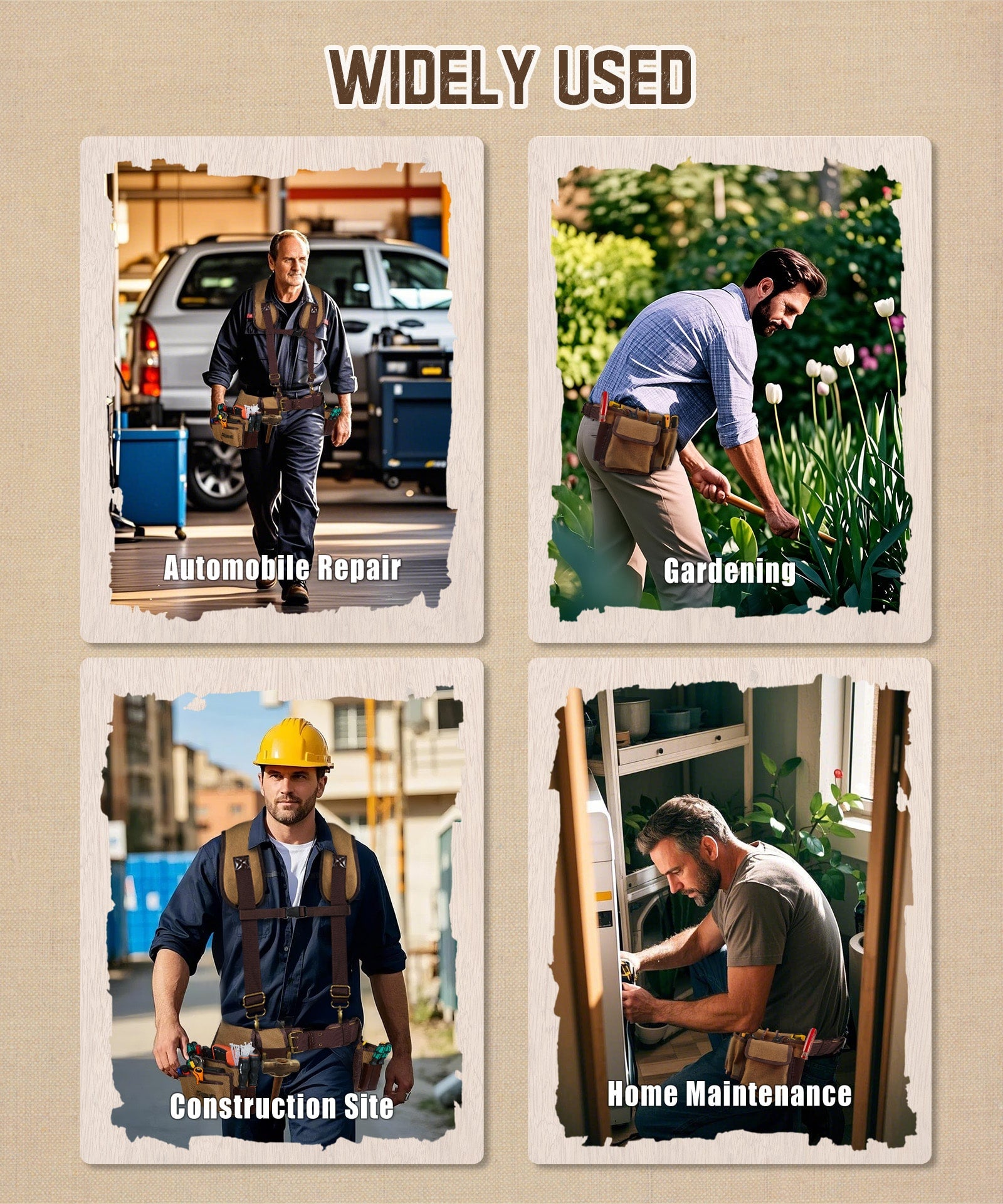 ARCFOX Vintage Canvas Tool Belt Pouches 37 Pockets with Hammer Holder