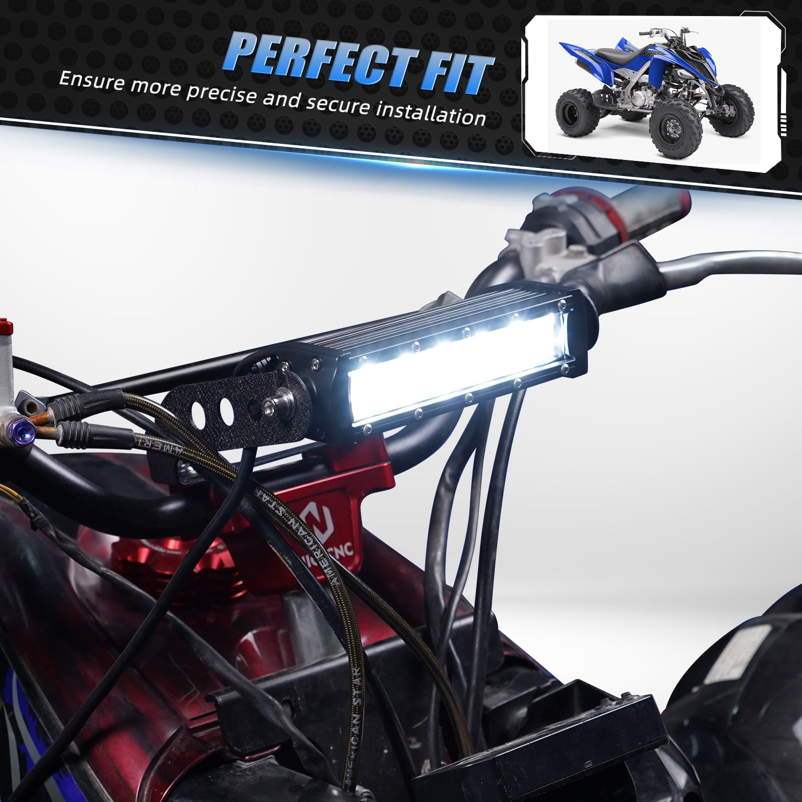 Universal ATV 60W LED Headlight Work Light with Bracket For Yamaha YFZ450R/X Raptor 700/R Banshee 350