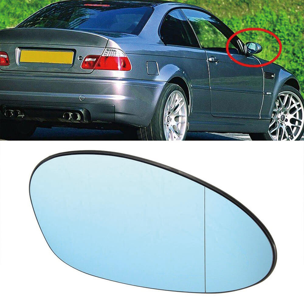Pair Car Side Rearview Wing Mirror Glasses Heated Blue Tinted For BMW E90 3 Series