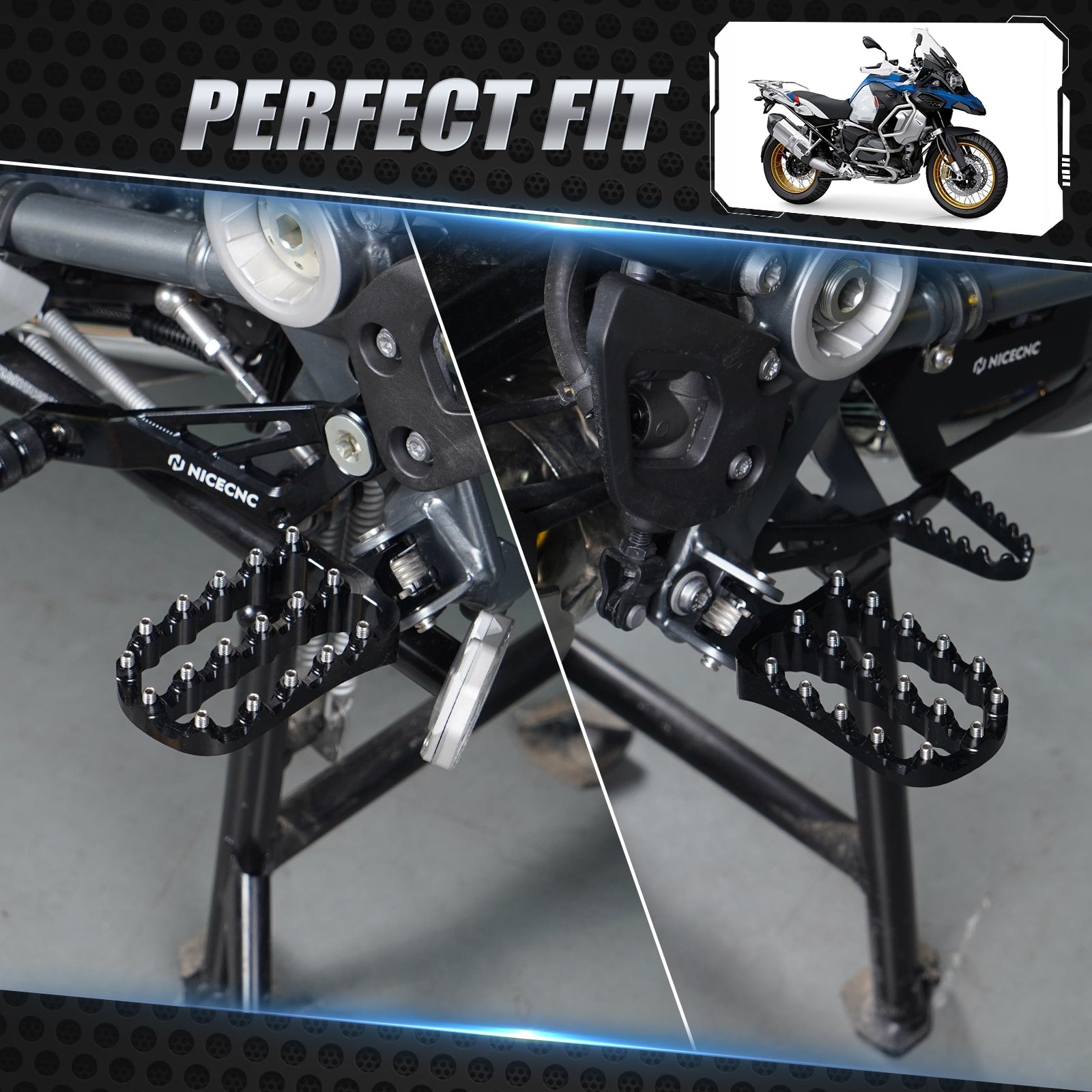 Enlarged Wide Foot Pegs Footrest For BMW R1200GS Adventure 2013-2018 R1250GS Adv 2019-2024