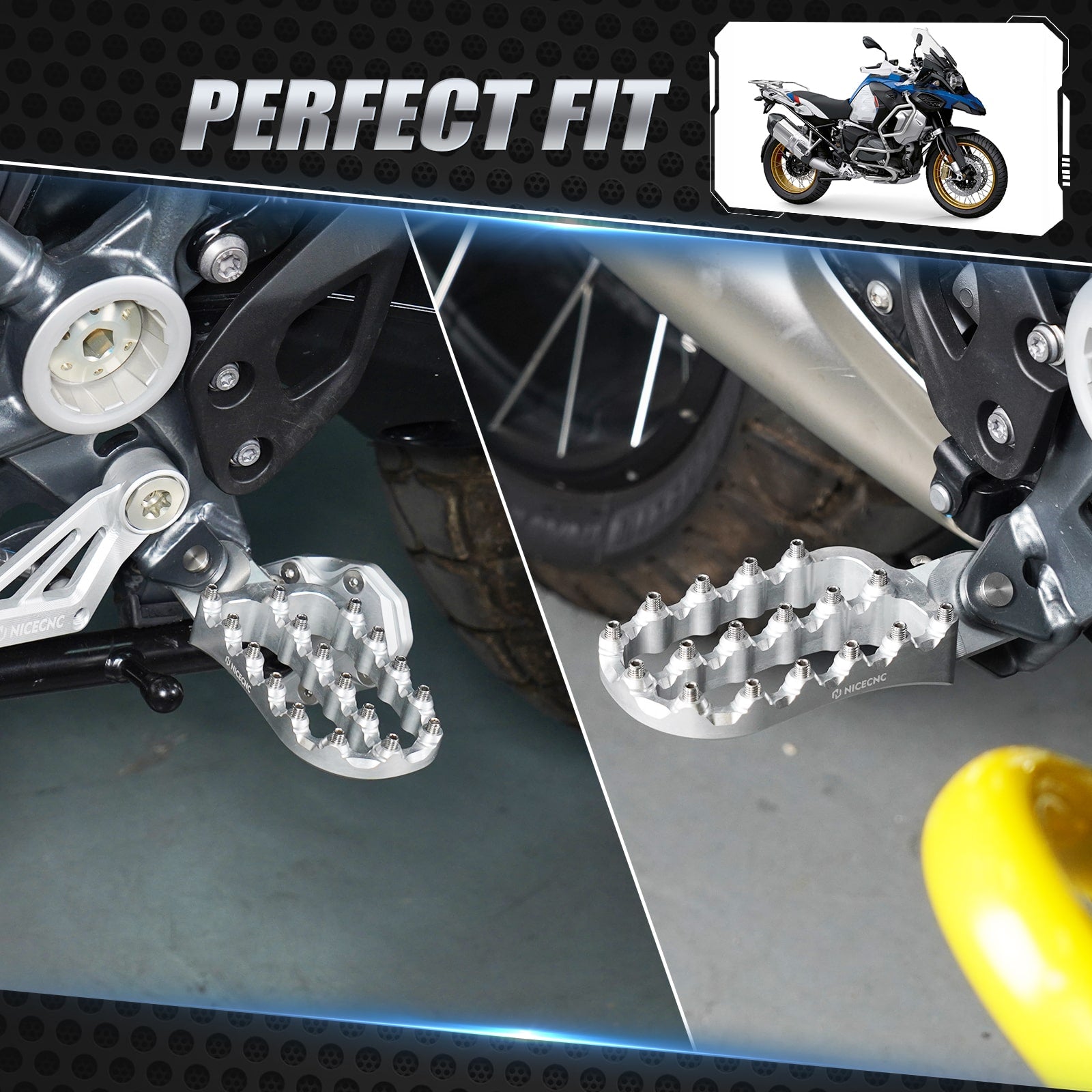 Enlarged Wide Foot Pegs Footrest For BMW R1200GS Adventure 2013-2018 R1250GS Adv 2019-2024