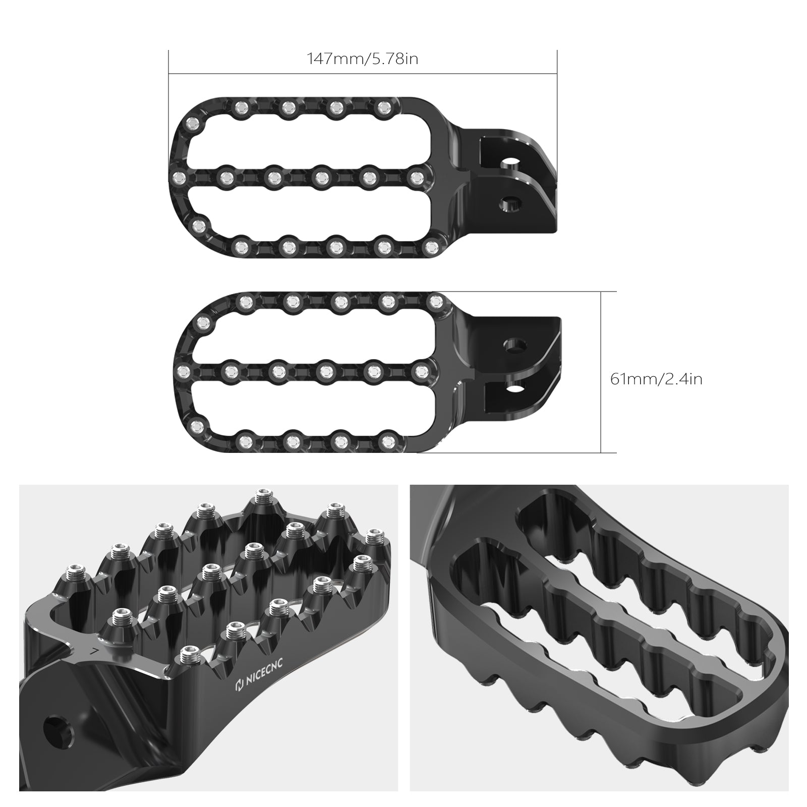Enlarged Wide Foot Pegs Footrest For BMW R1200GS Adventure 2013-2018 R1250GS Adv 2019-2024