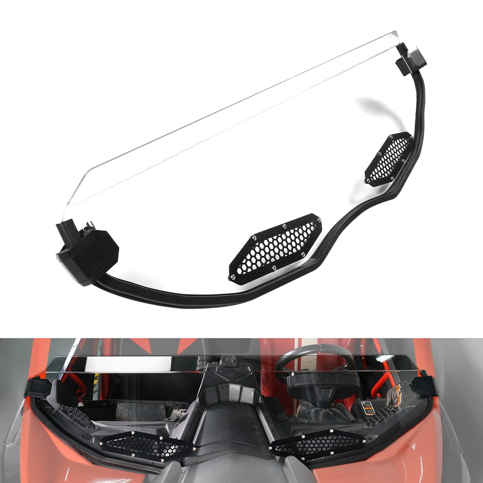 UTV Front Half Clear Thick Windshield Window For Can-Am Maverick X3 2017-2024