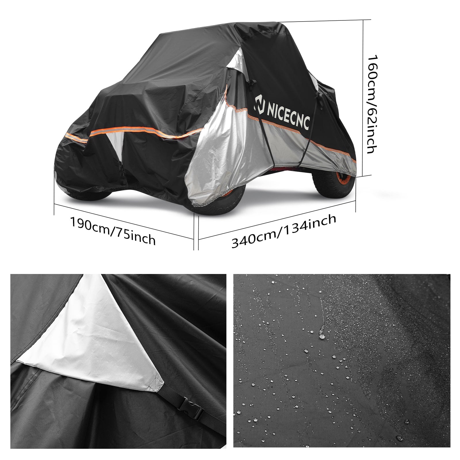 Heavy Duty Two Tone UTV Cover For 2 Seater Can-Am X3 Kawasaki KRX 1000 Polaris RZR