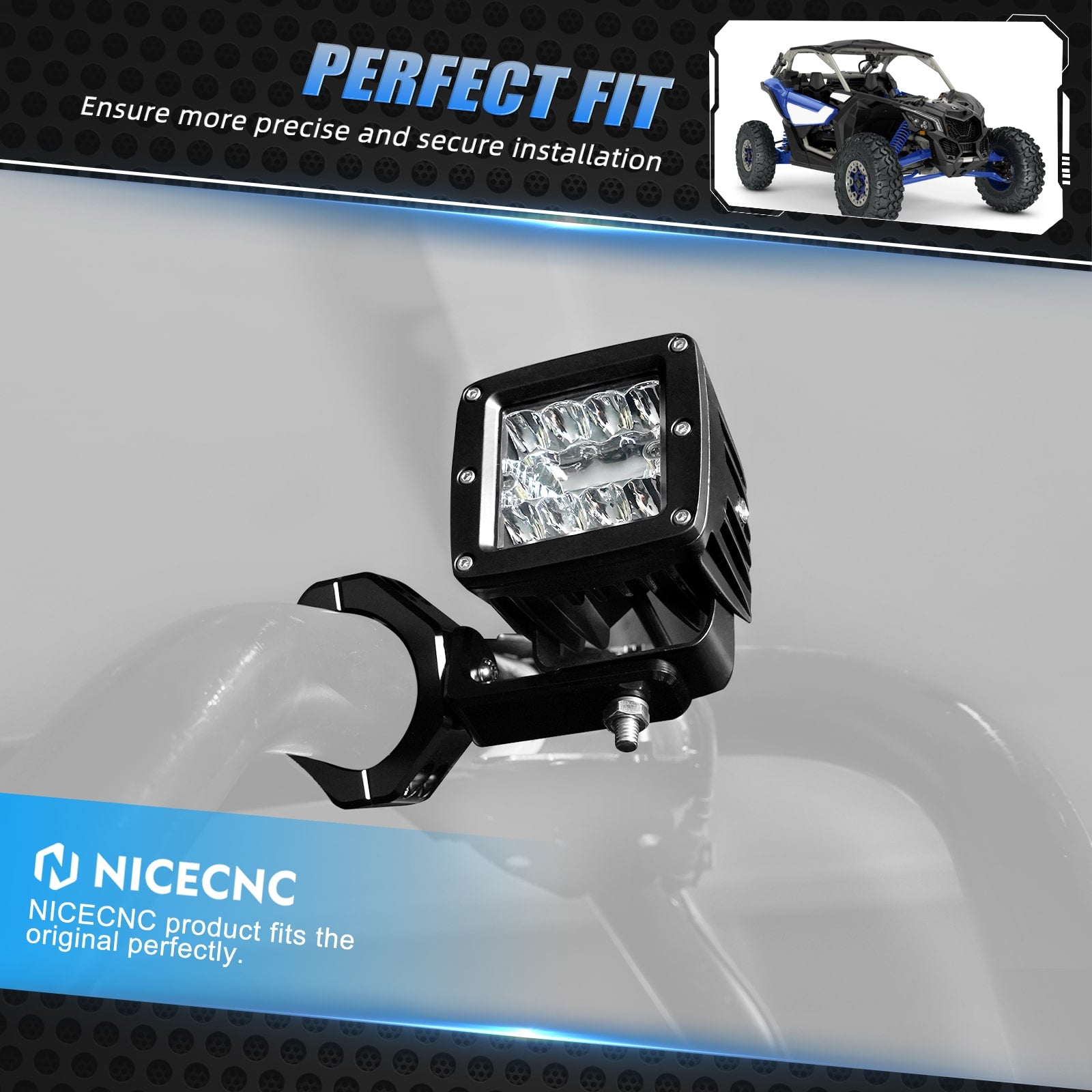 20W UTV LED Combo Beam Work Lights Kit For Can Am X3 Polaris RZR XP 1000