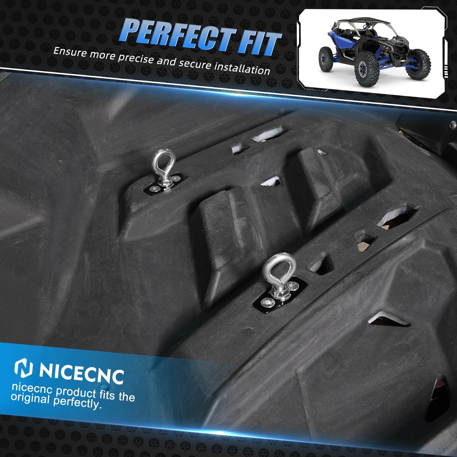 UTV Lock Tie Down LinQ Anchors Cargo Hook Mount Kit For Can-Am Maverick X3