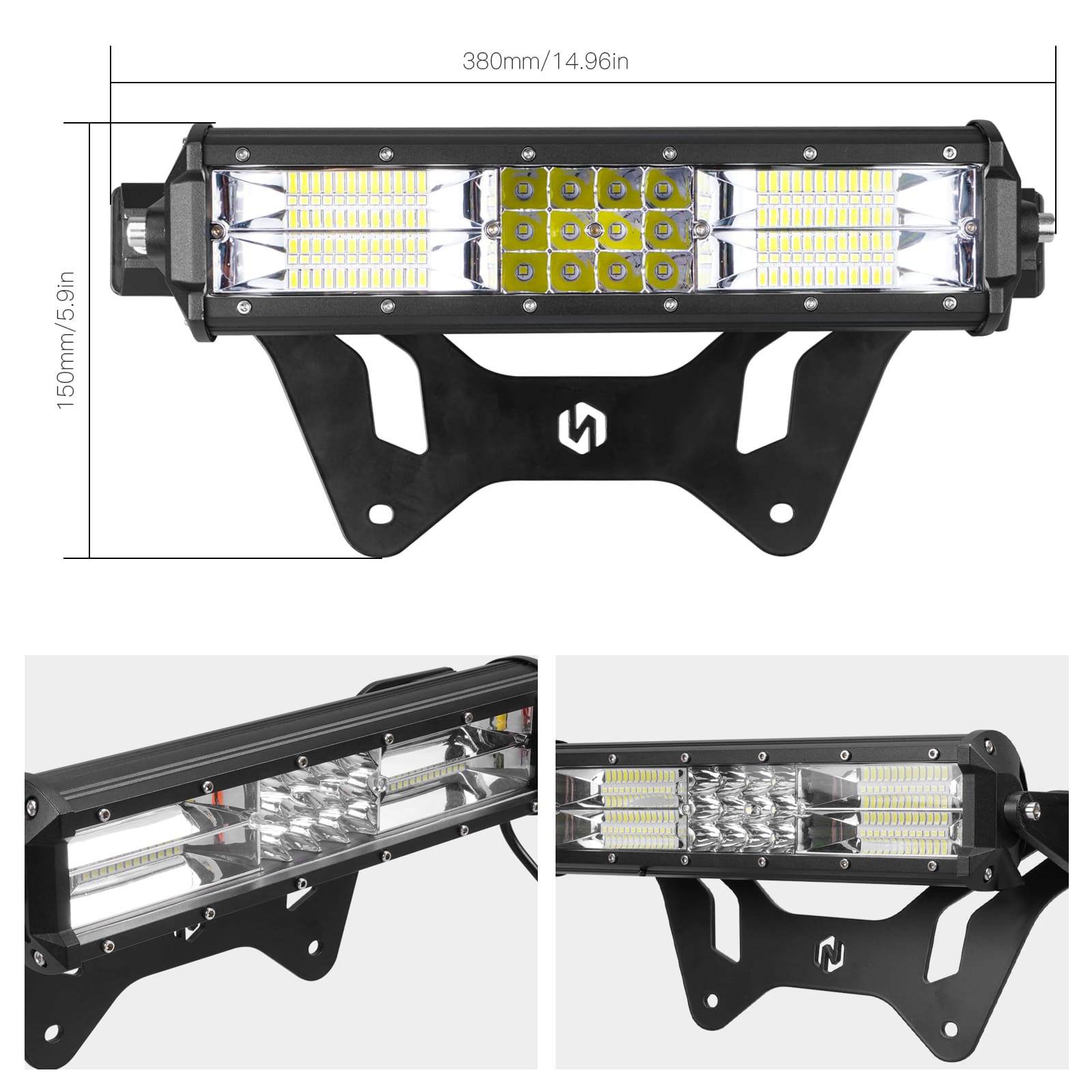 UTV 40W Shock Tower Mount LED Light Bar with Bracket For Can Am X3 17-23
