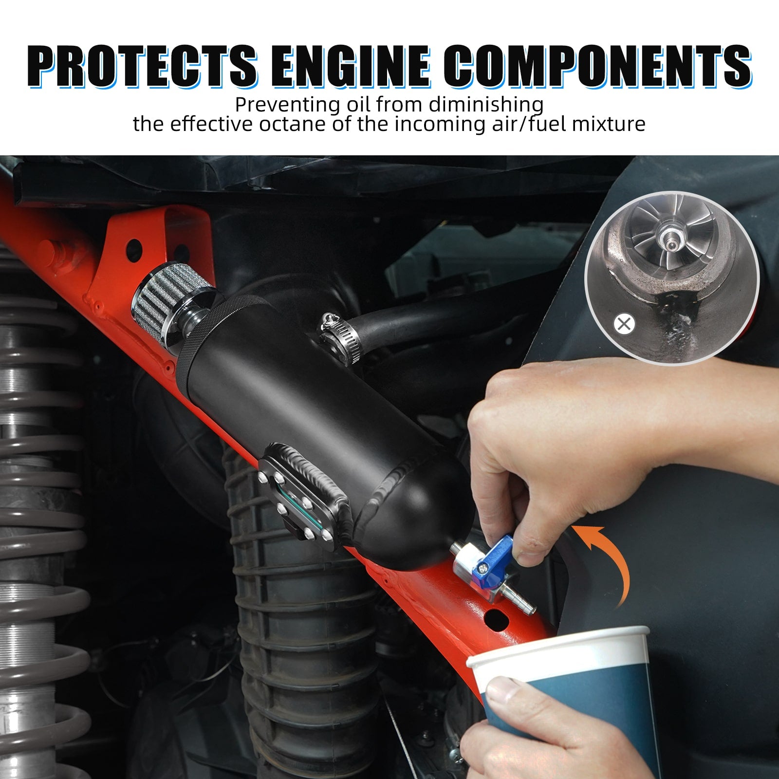 UTV Transparent Catch Can Oil Tank w/Internal Baffle For Can-Am Maverick X3 Turbo