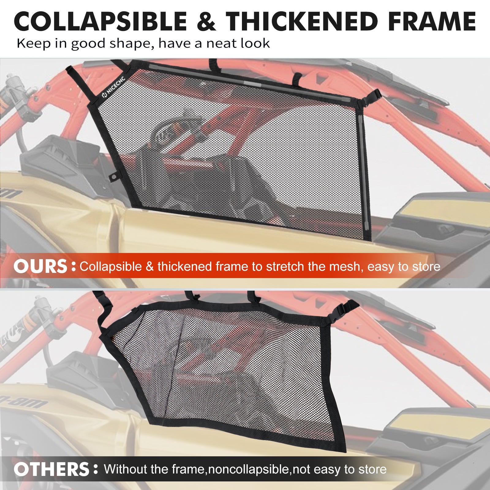 UTV Side Window Shade Shield Nets Sunshade Mesh For Can-Am X3