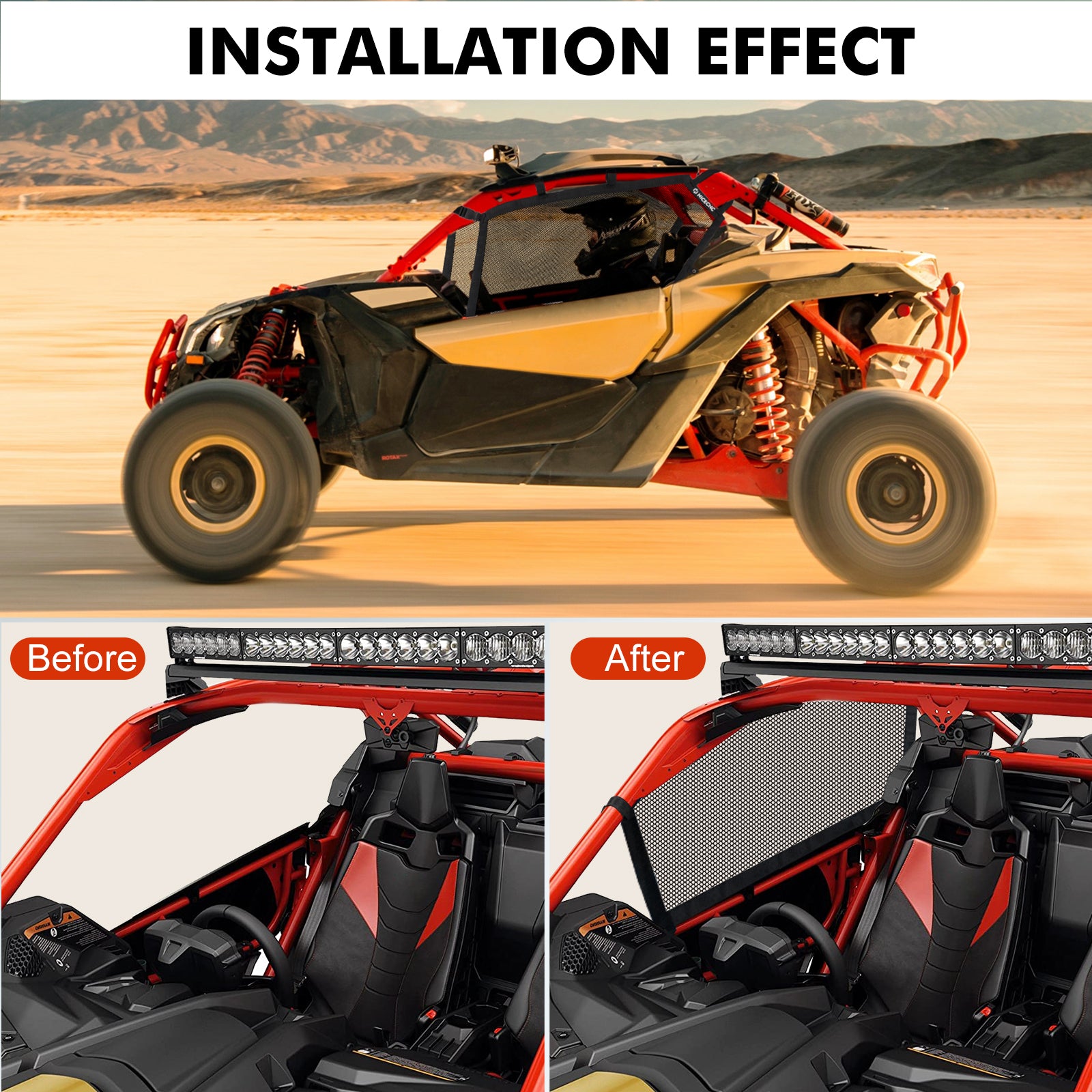 UTV Side Window Shade Shield Nets Sunshade Mesh For Can-Am X3