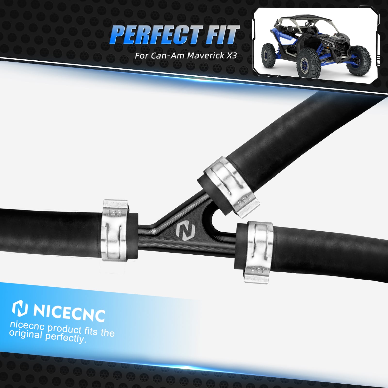 Aluminum Y Fitting with Hose Clamps for Can Am Maverick X3
