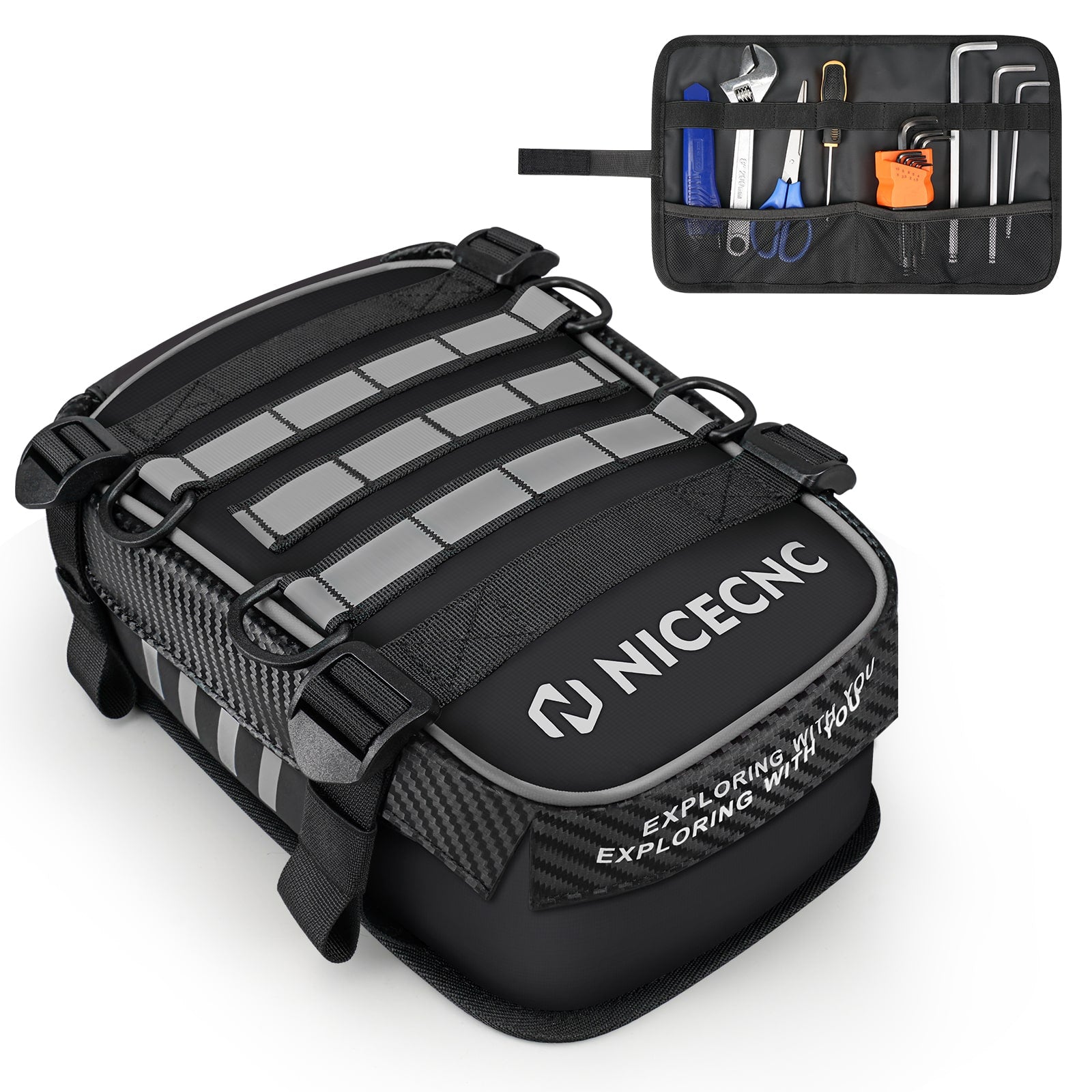 Universal Motorcycle Rear Fender Bag with Tool Roll Bag For Dirt Bike Adventure Off-road Riding