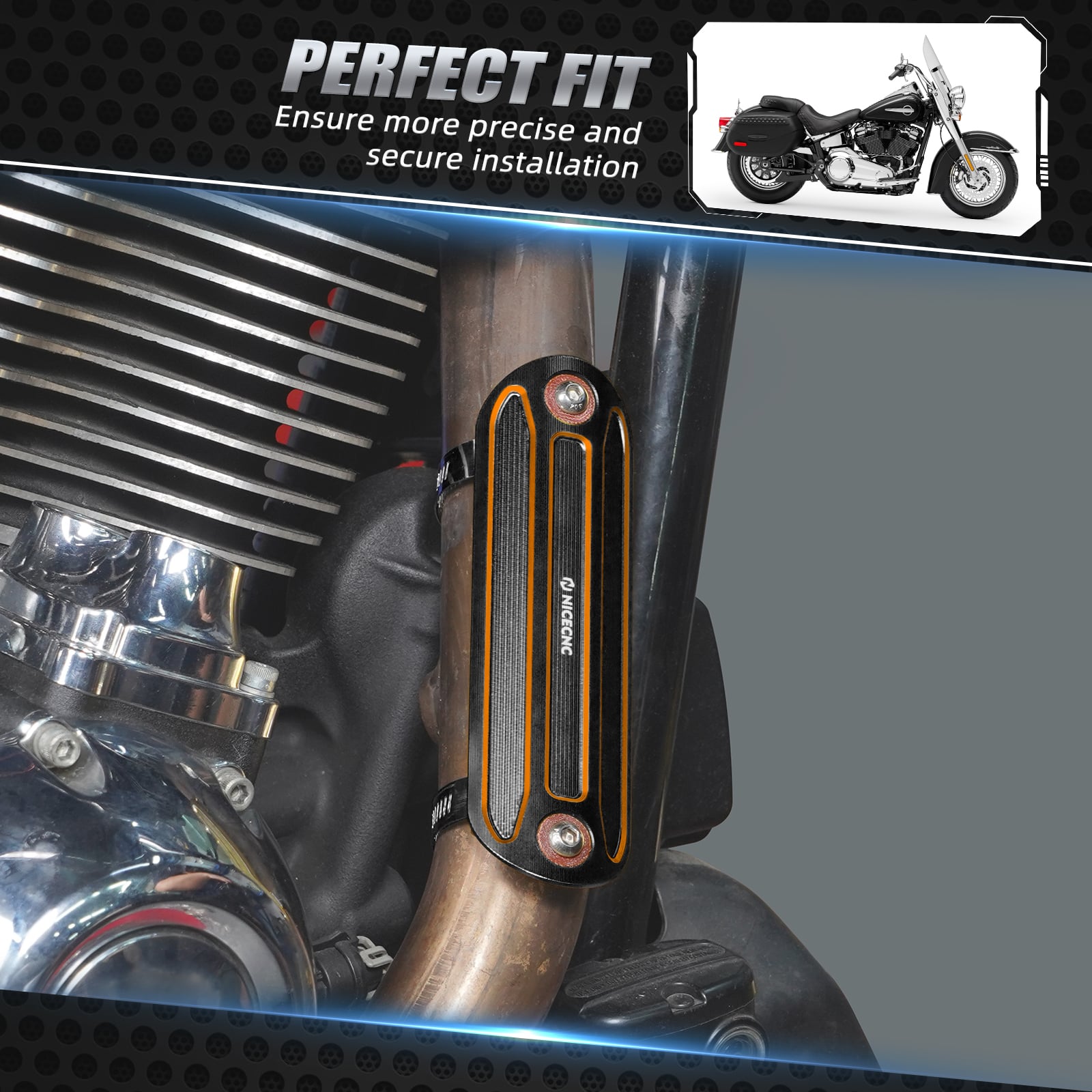 Aluminium Exhaust Pipe Heat Shield For Harley Davidson