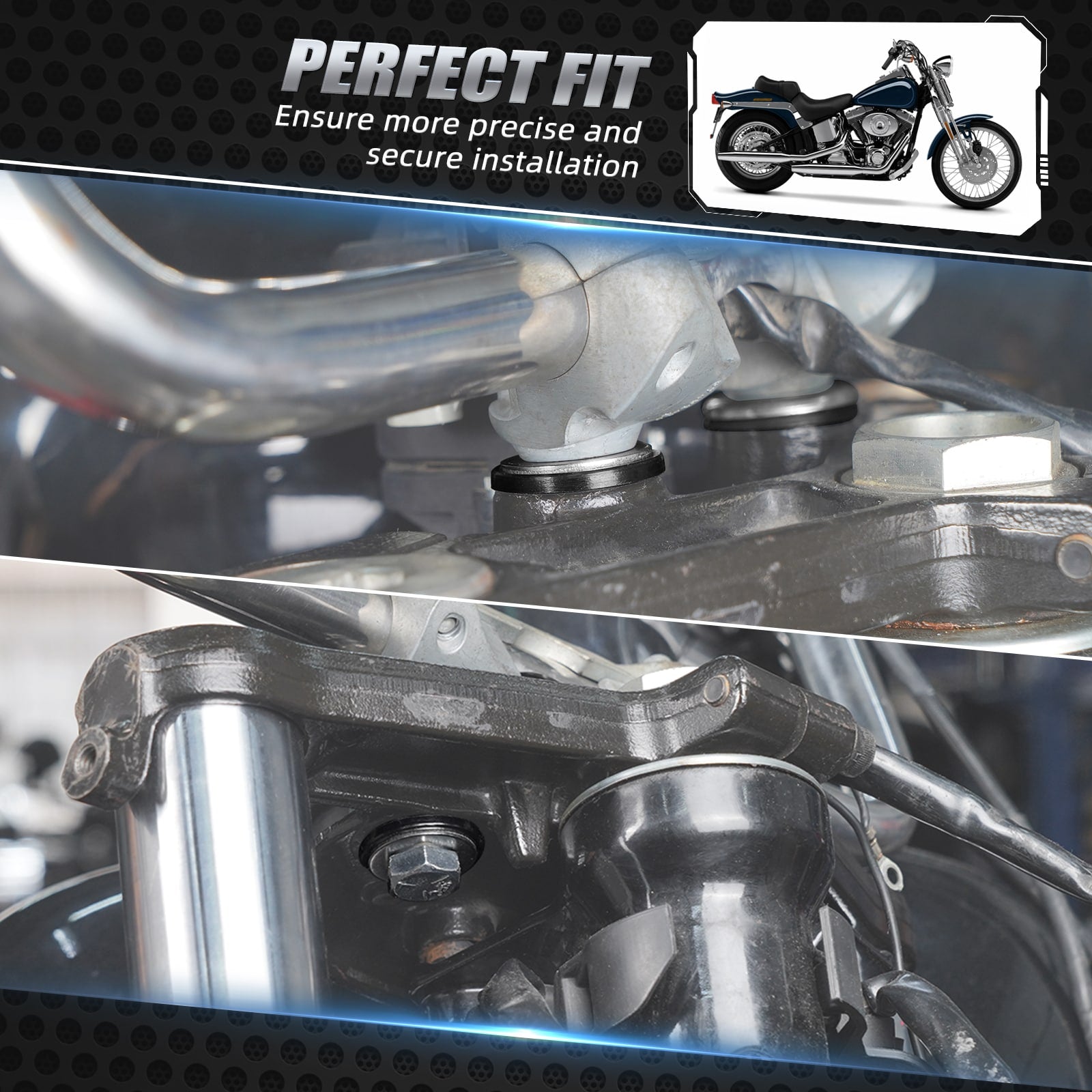 Handlebar Riser Mount Bushings & Bolts Kit For Harley Street Glide Road King Fat Boy Heritage Classic