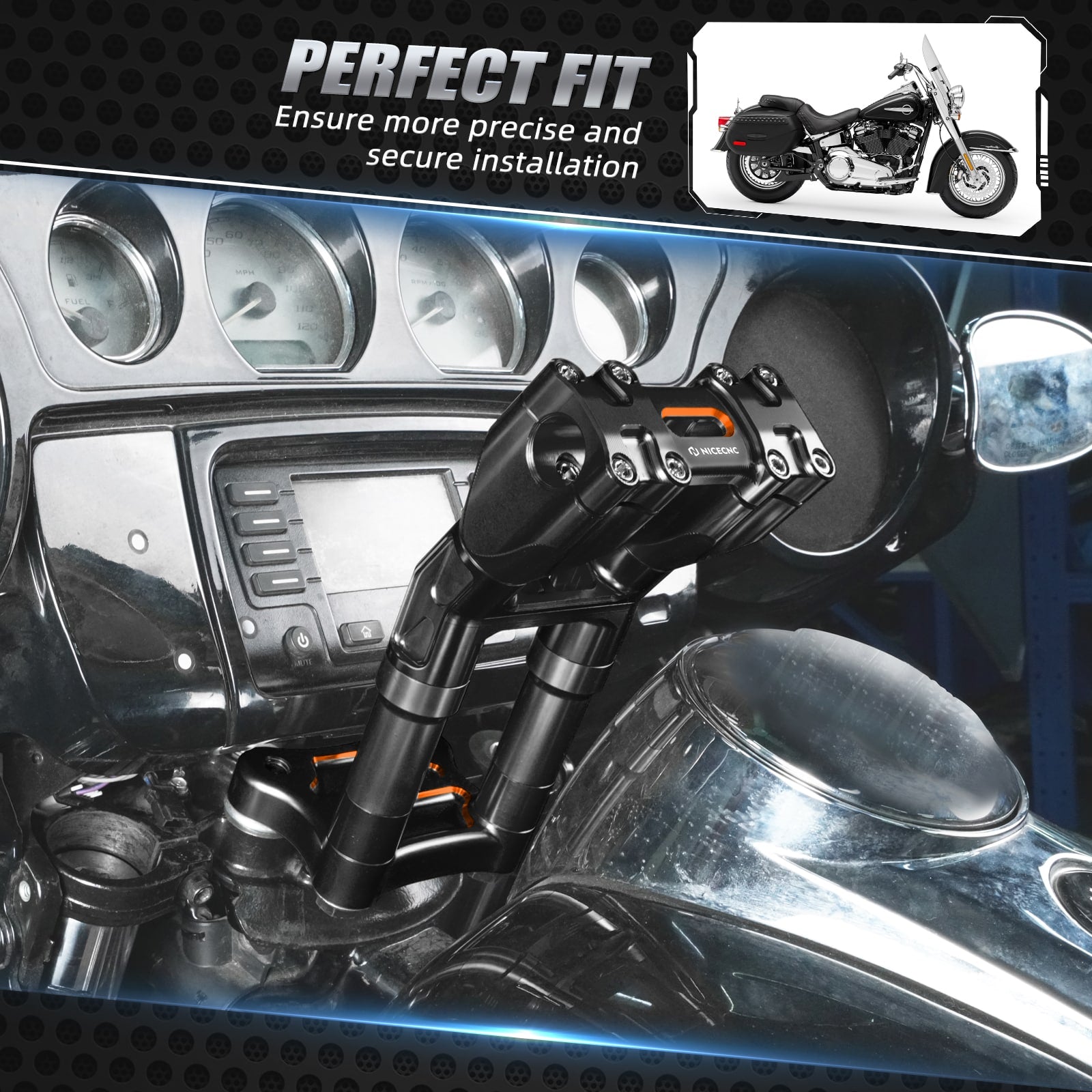 Kickback Isolated Riser 9" for  1" Handlebar For Most Harley Davidson Models