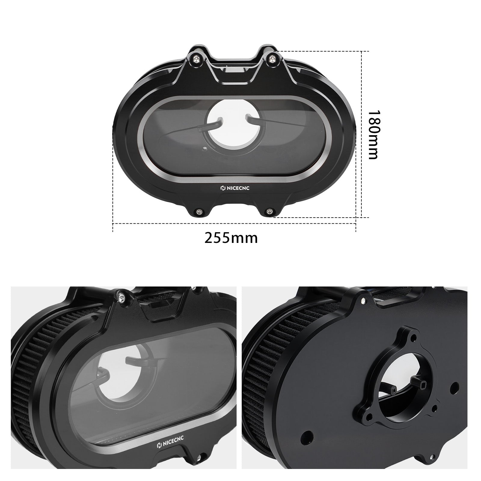 M8 Transparent Air Cleaner Intake Filter Kit For Harley Road King Electra Street Glide