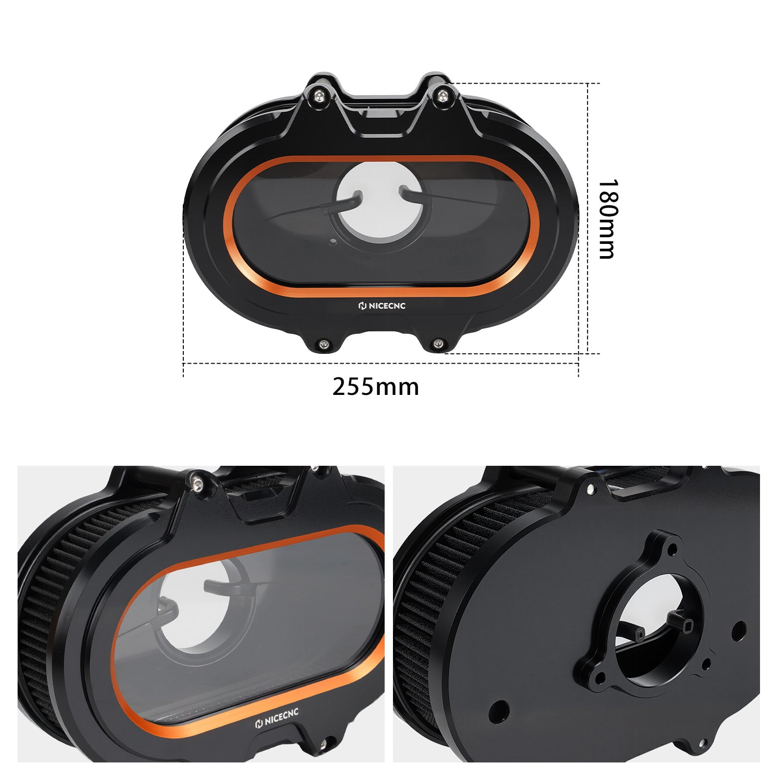 M8 Transparent Air Cleaner Intake Filter Kit For Harley Road King Electra Street Glide