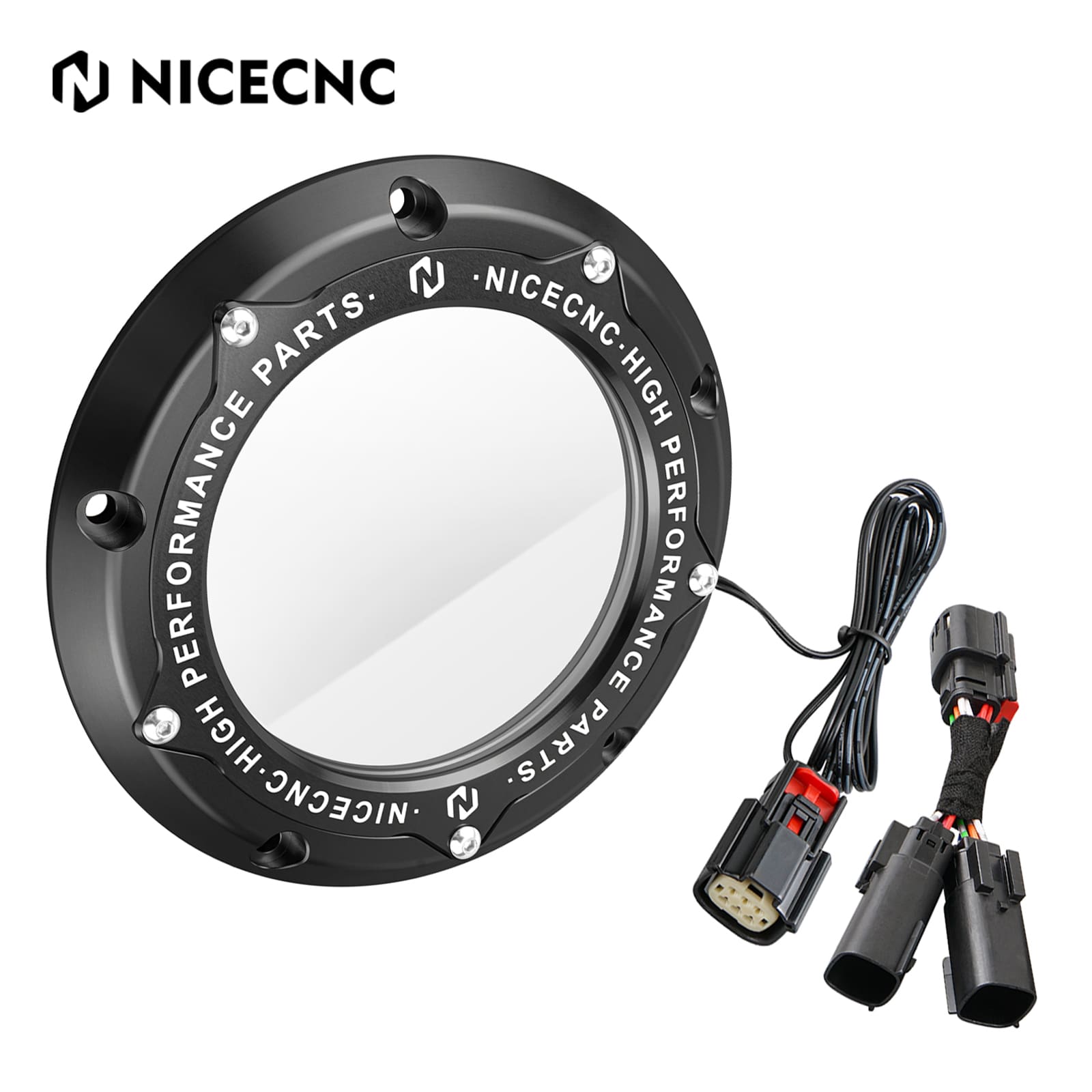 M8 LED Clear Derby Clutch Cover For Harley Road King Street Glide Ultra Limited Freewheeler