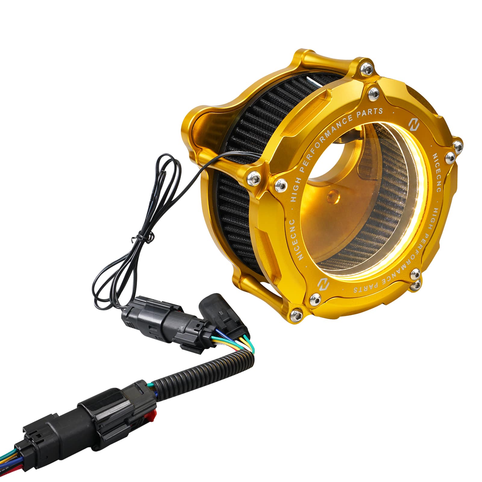 Full Clear M8 LED Air Cleaner Filter Intake Kit For Harley Road King Electra Street Glide