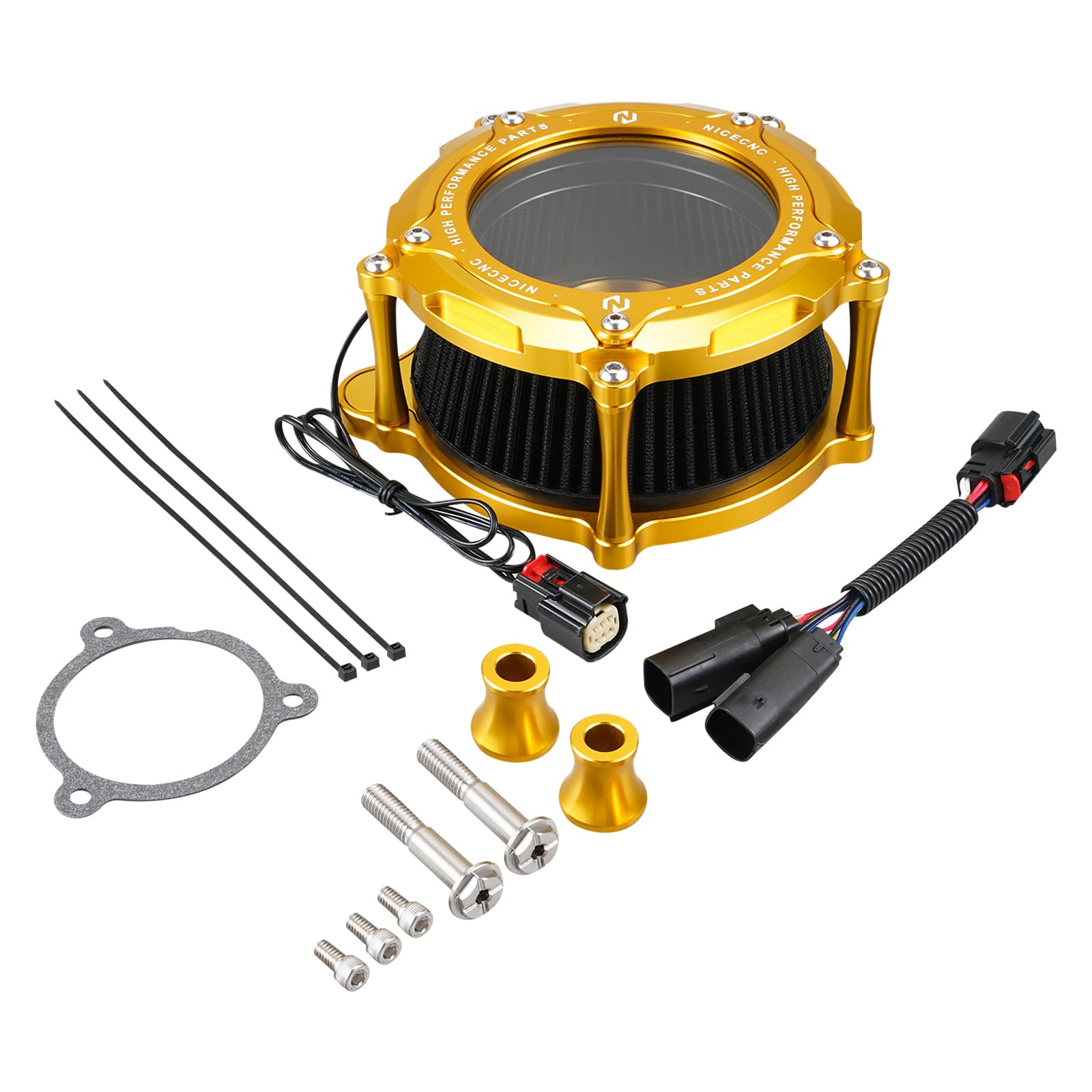 Full Clear M8 LED Air Cleaner Filter Intake Kit For Harley Road King Electra Street Glide