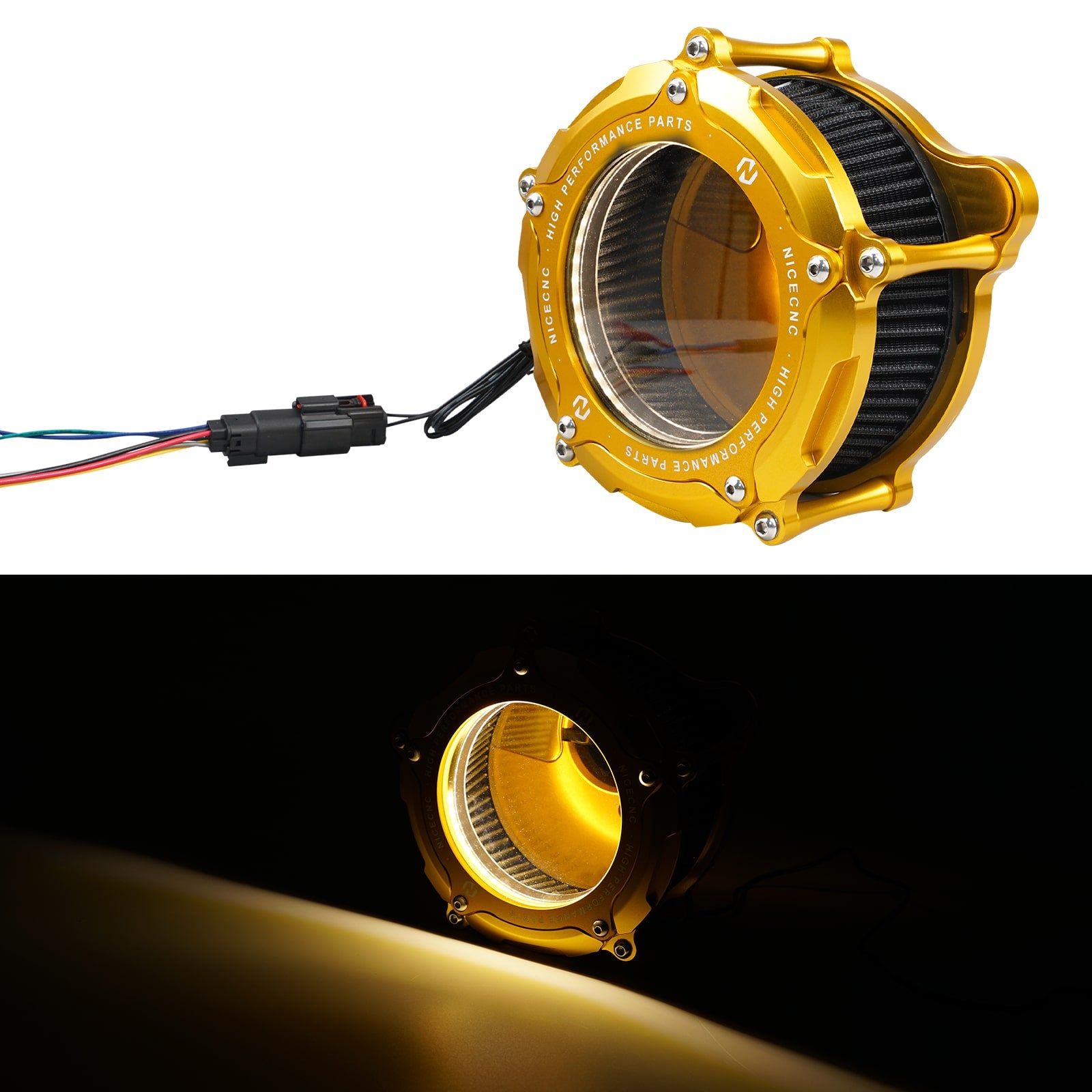Full Clear M8 LED Air Cleaner Filter Intake Kit For Harley Road King Electra Street Glide