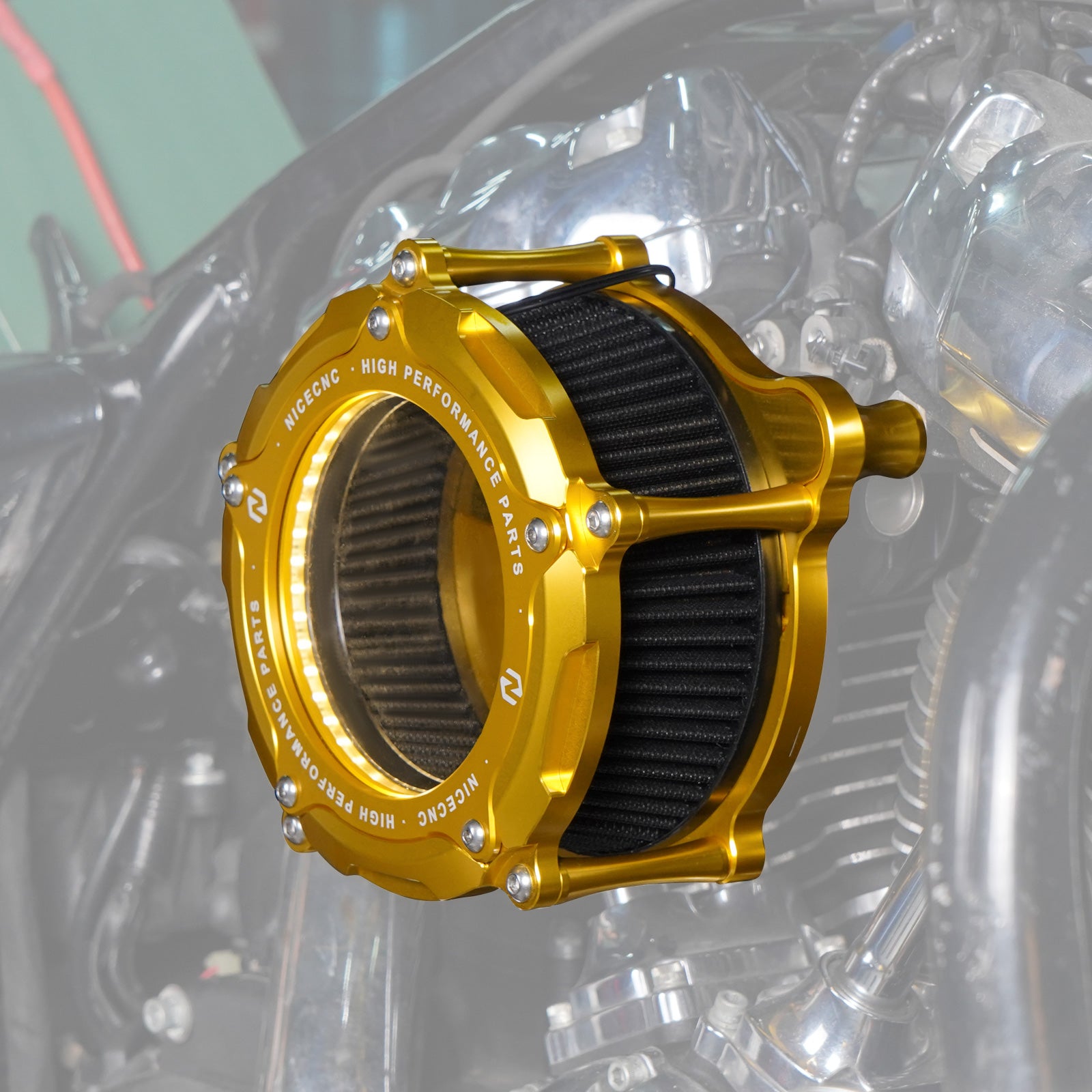 Full Clear M8 LED Air Cleaner Filter Intake Kit For Harley Road King Electra Street Glide