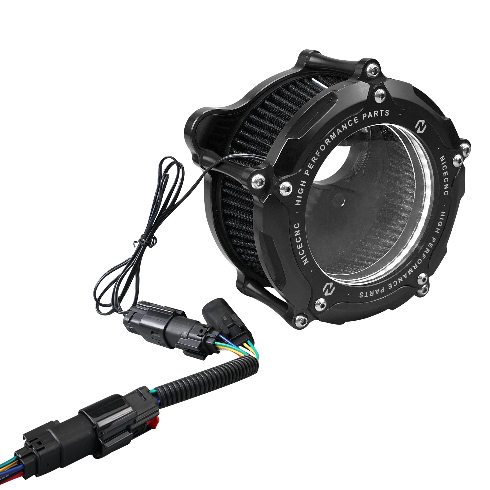 Full Clear M8 LED Air Cleaner Filter Intake Kit For Harley Road King Electra Street Glide